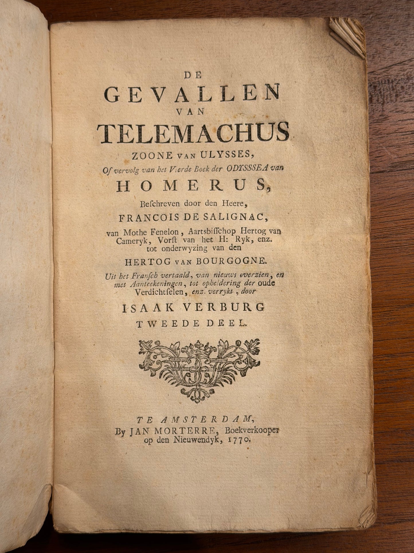 Francoius de Salignac, De gevallen van Telemachus, zoon van Ulysses. Amsterdam, Jan Morterre, 1770