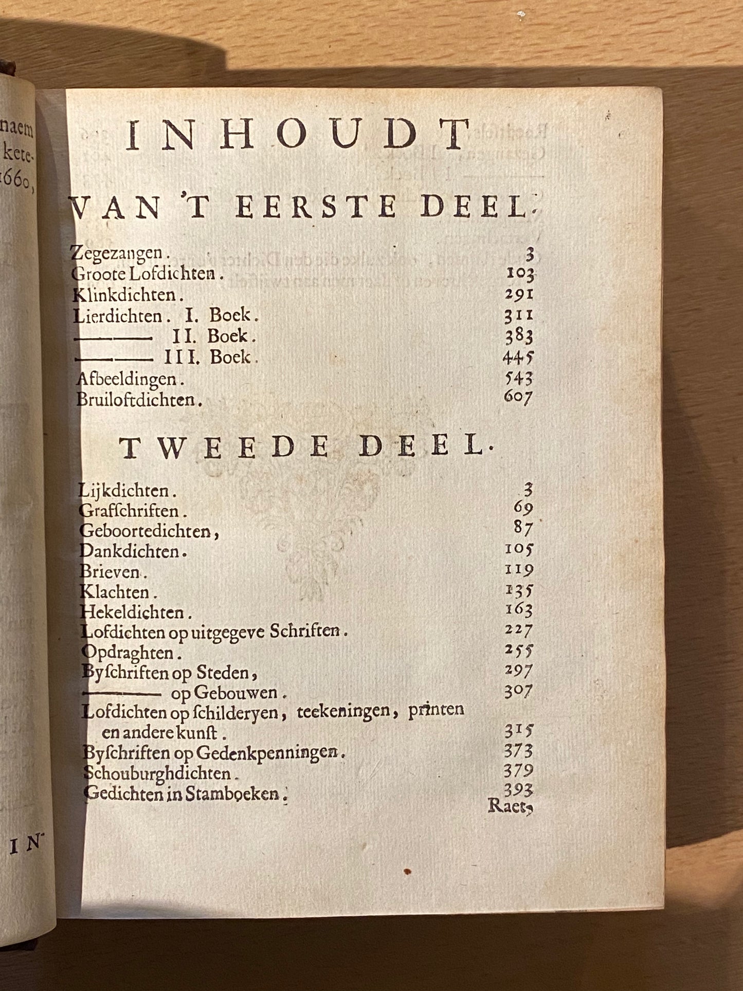 J. V. Vondel, Poëzy of Verscheide gedichten. Franeker, Leonard Strik, 1682