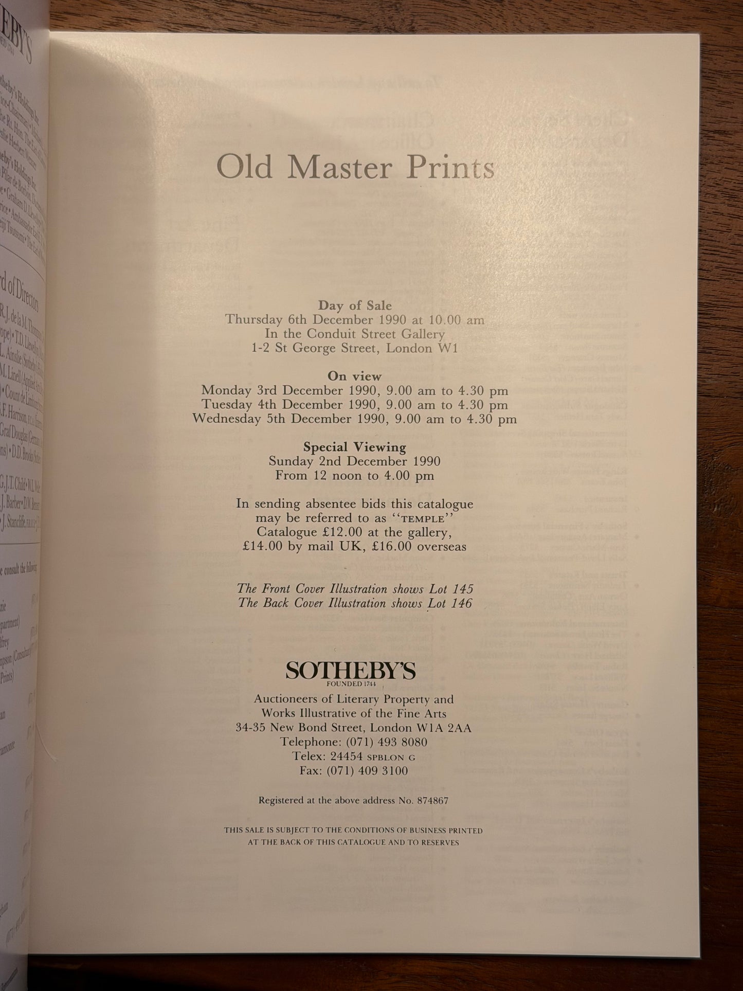 SOTUBSS Old Master Prints 1990