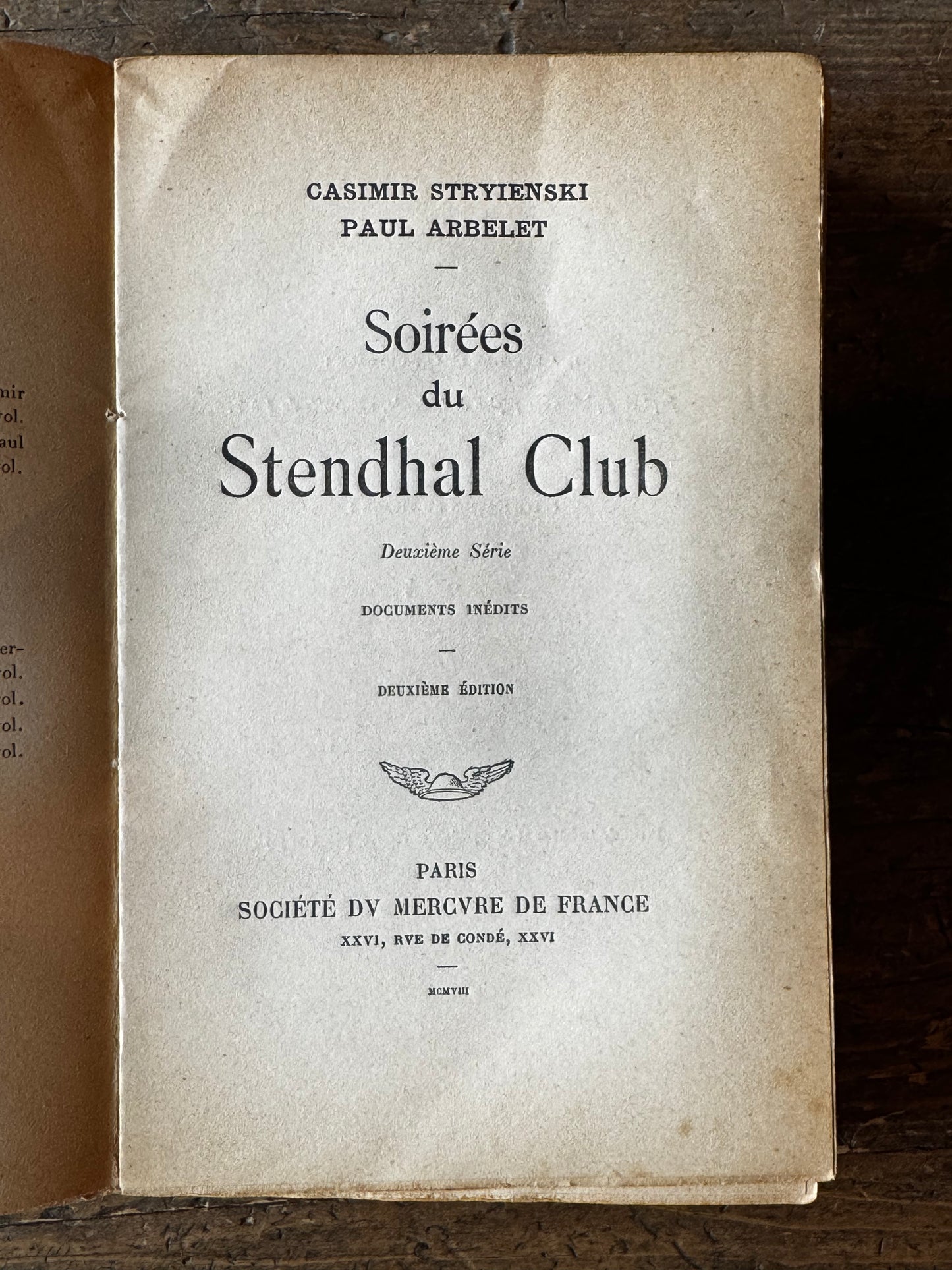 Casimir Stryienski, Paul Arbalet, Soirées du Stendhal Club. Paris, 1908