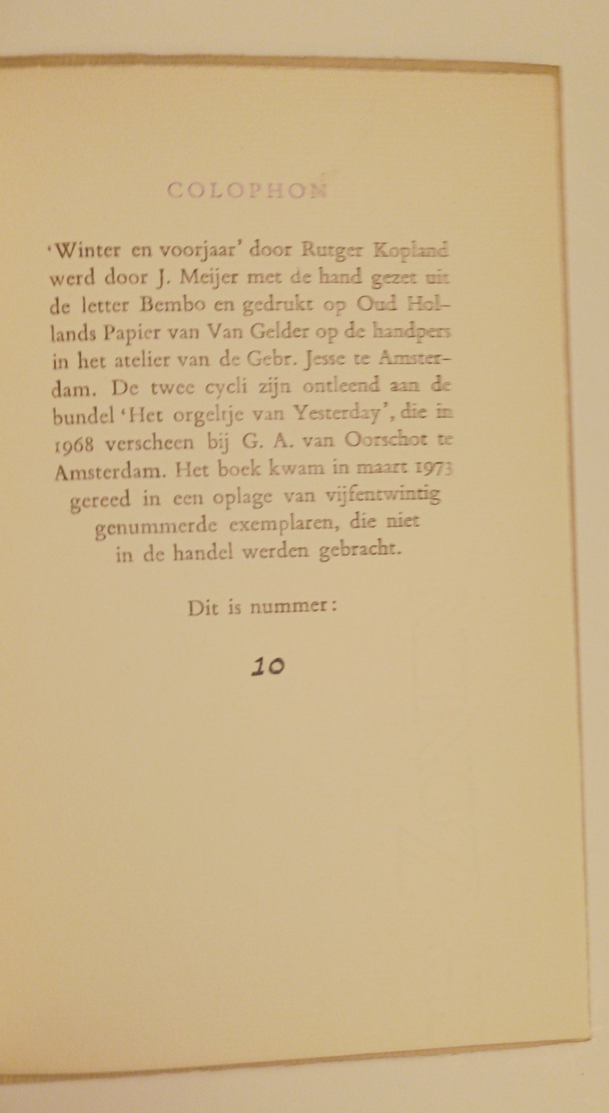 Rutger Kopland. Winter en voorjaar.