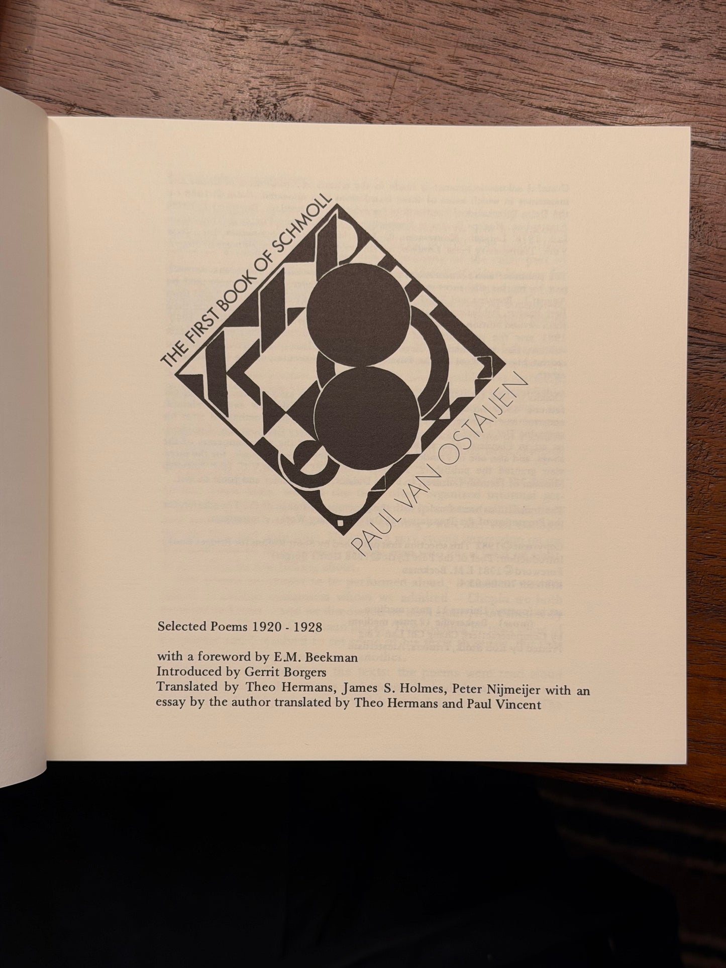 PAUL VAN OSTAIJEN. THE FIRST BOOK OF SCHMOLL. selected poems 1920~1928