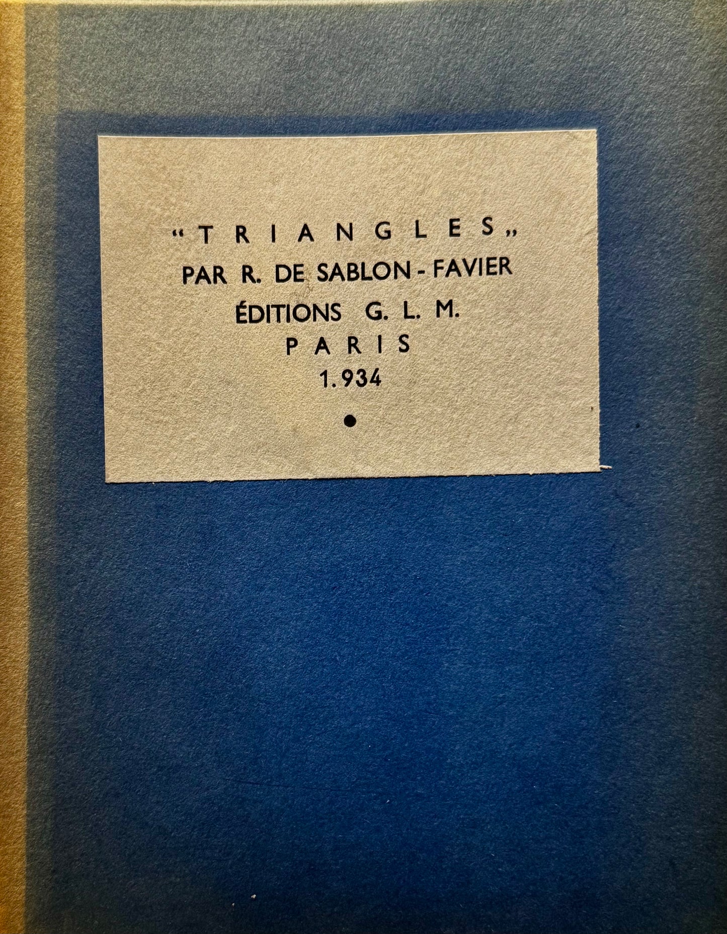 R. de Sablon-Favier, Triangles. Paris 1934
