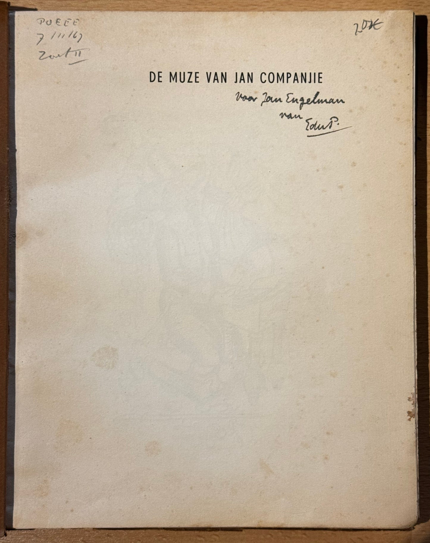 E.du Perron. De Muze van Jan Companjie. Bandoeng, Uitgevers A.C. Nix, 1939