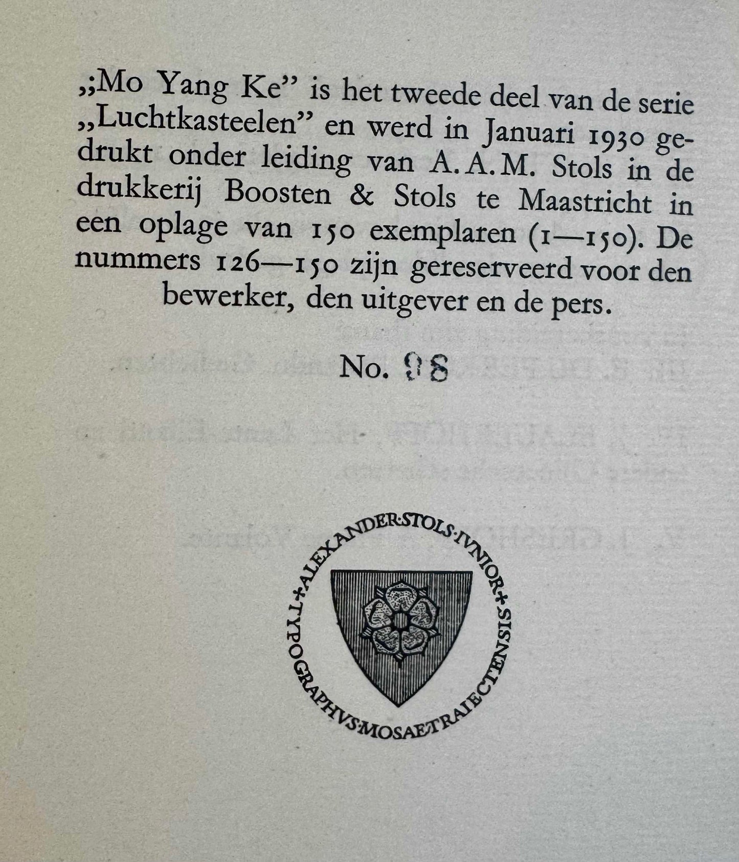 J. Slauerhoff, Yoeng Poe Tsjoeng. A.A.M. Stols, 1930