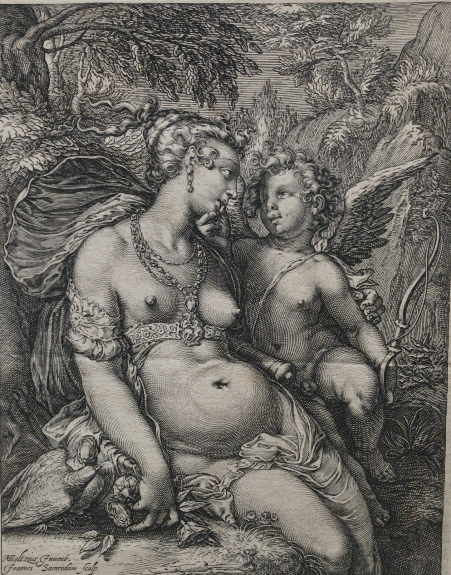 Jan Saenredam (1565-1607) after Hendrick Goltzius. Venus and Cupid.
