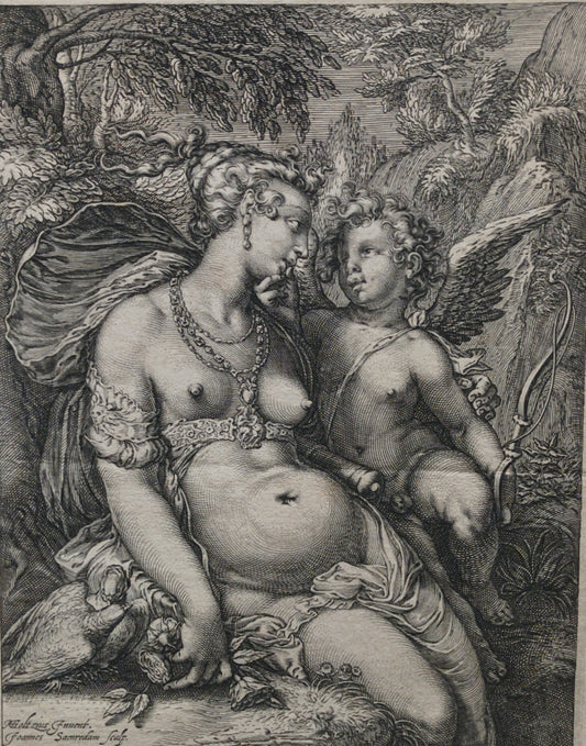 Jan Saenredam (1565-1607) after Hendrick Goltzius. Venus and Cupid.