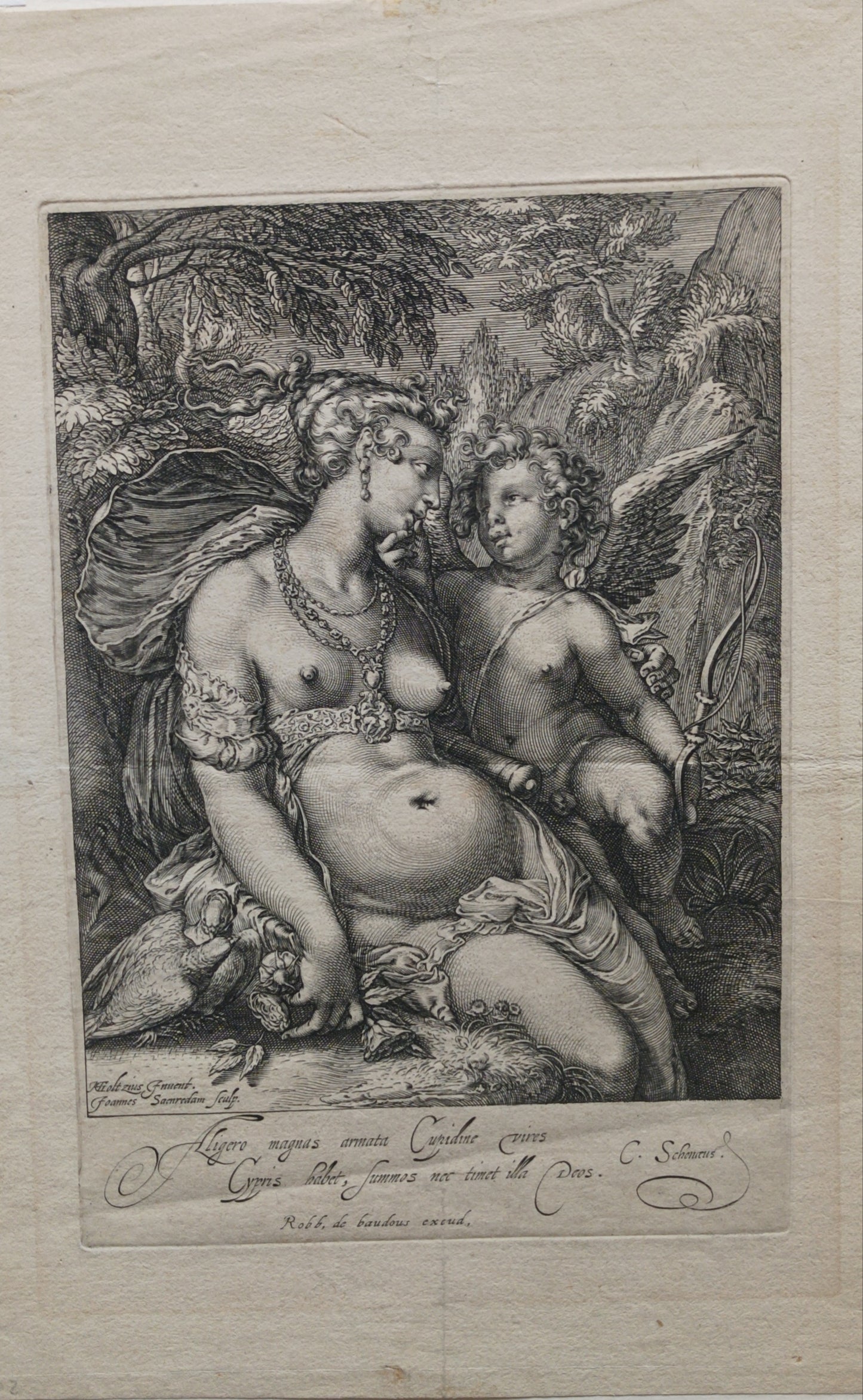 Jan Saenredam (1565-1607) after Hendrick Goltzius. Venus and Cupid.