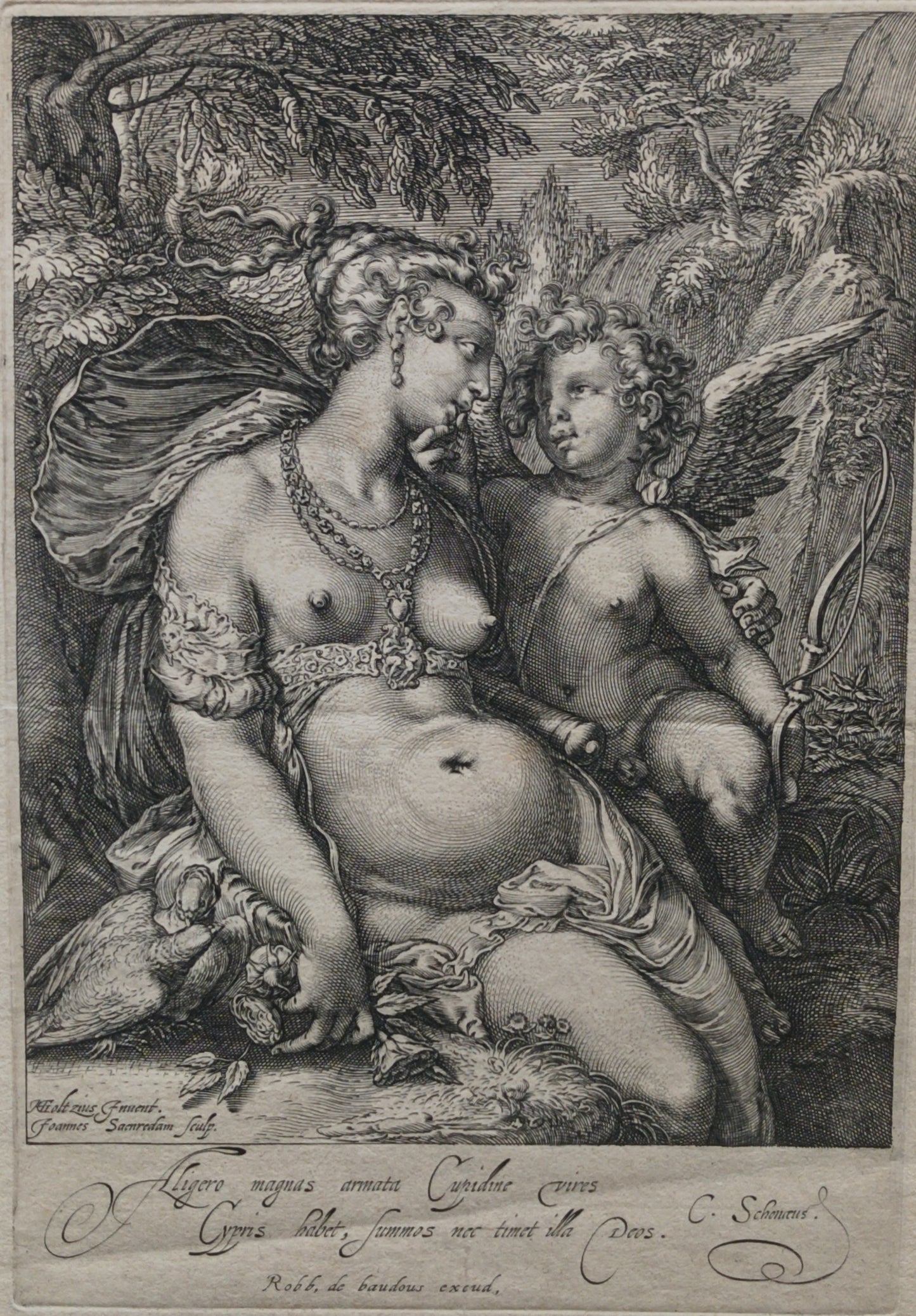 Jan Saenredam (1565-1607) after Hendrick Goltzius. Venus and Cupid.