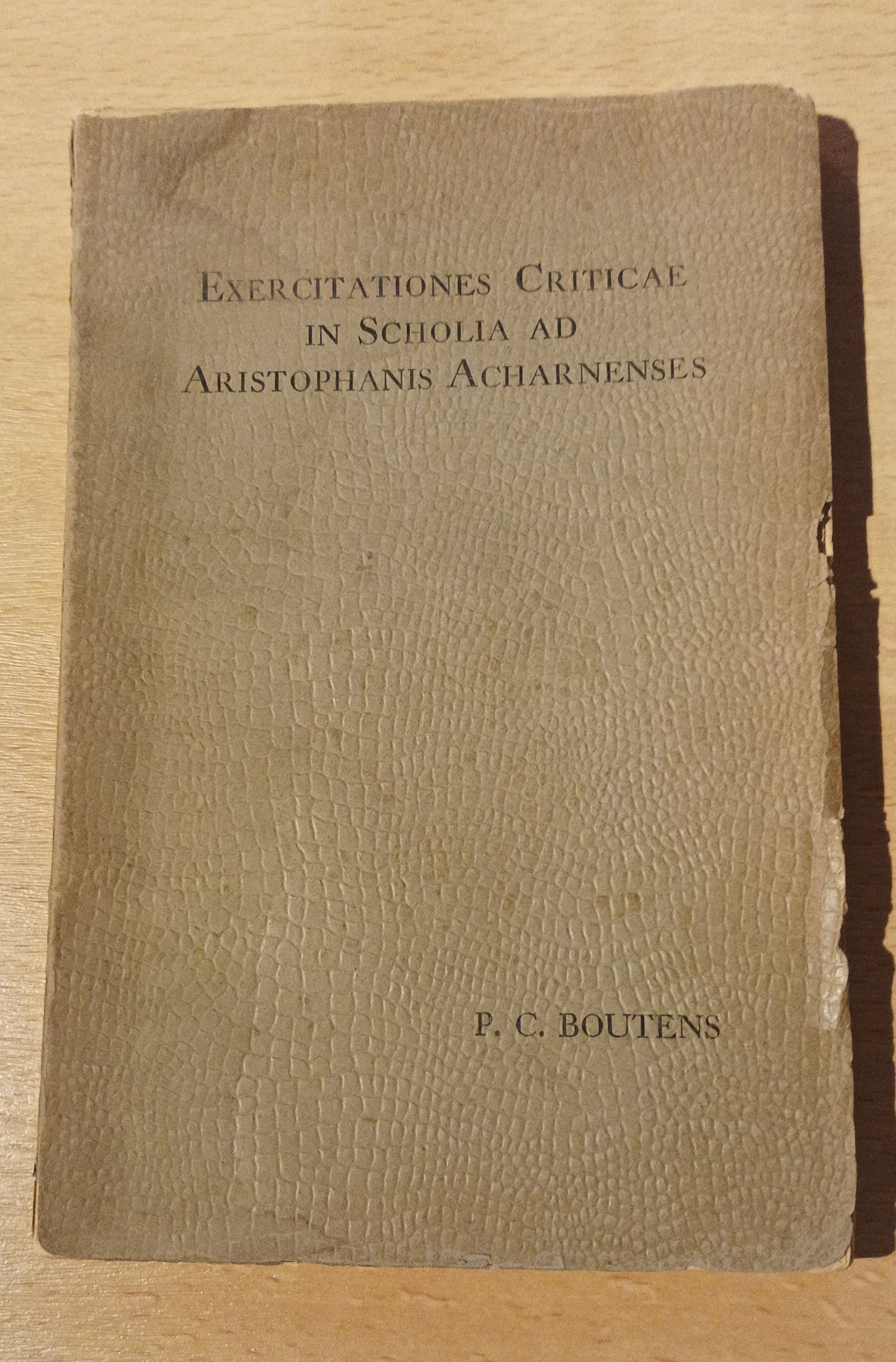 P.C. Boutens. Exercitationes criticae in scholia ad Aristophanis Acharnenses (…)
