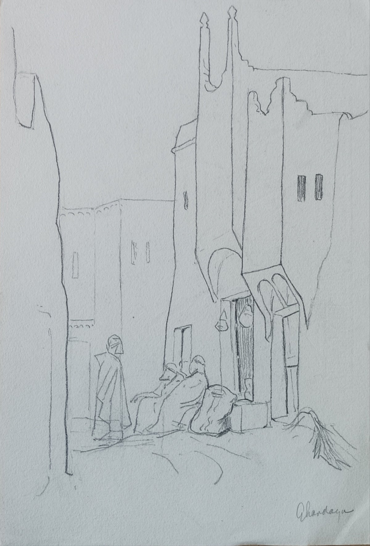 [Orientalism] Johan Gebhard (Dutch, 1865-1927). Street in Ghardaïa, Algeria