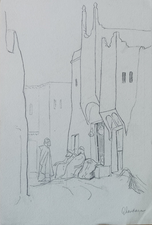 [Orientalism] Johan Gebhard (Dutch, 1865-1927). Street in Ghardaïa, Algeria
