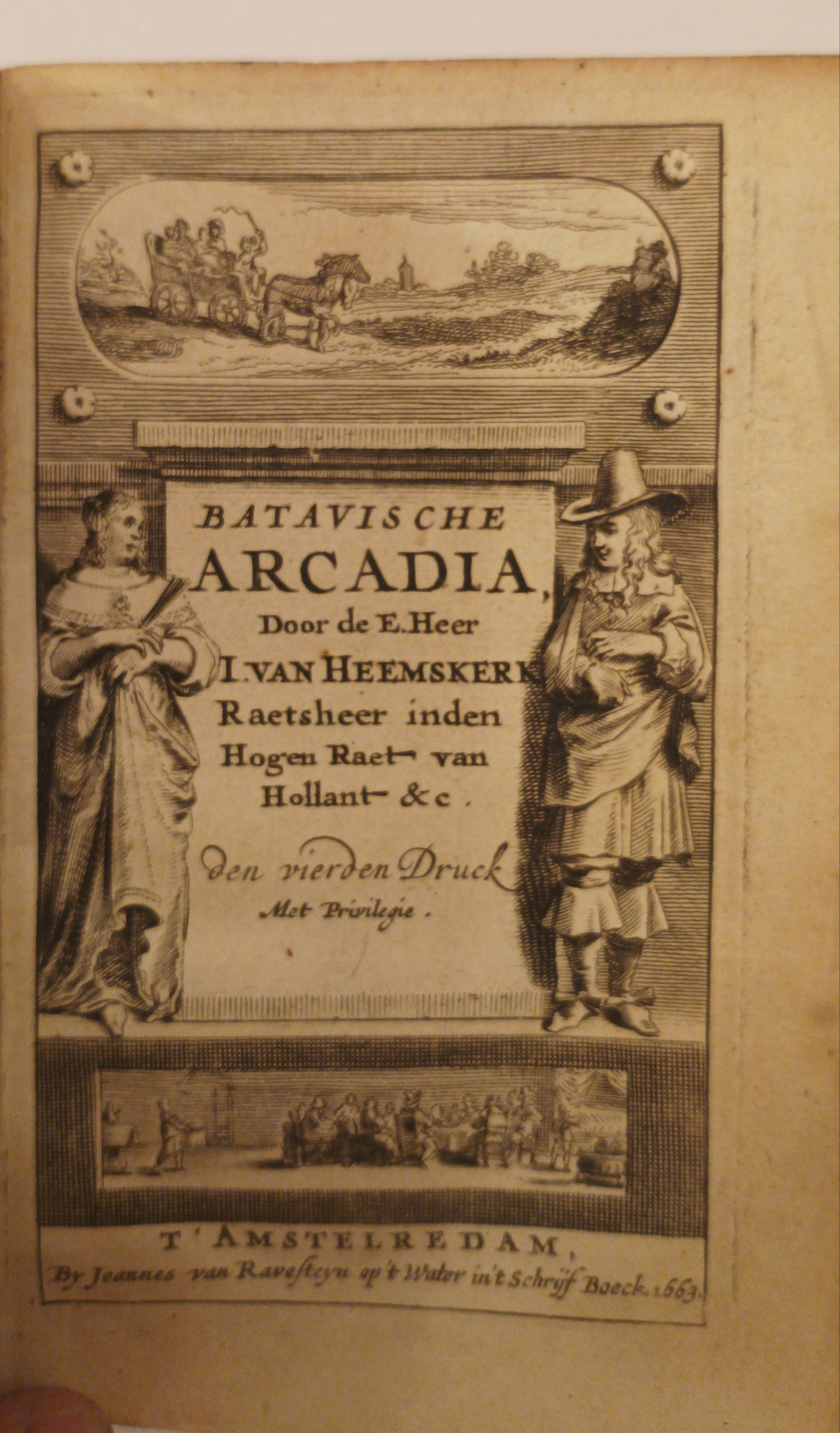 J. van Heemskerk. Batavische Arcadia, waer in, Onder ‘t Loof-werck van Liefkooserye, gehandelt werdt van den oorspronck van ‘t oudt Batavien (...).