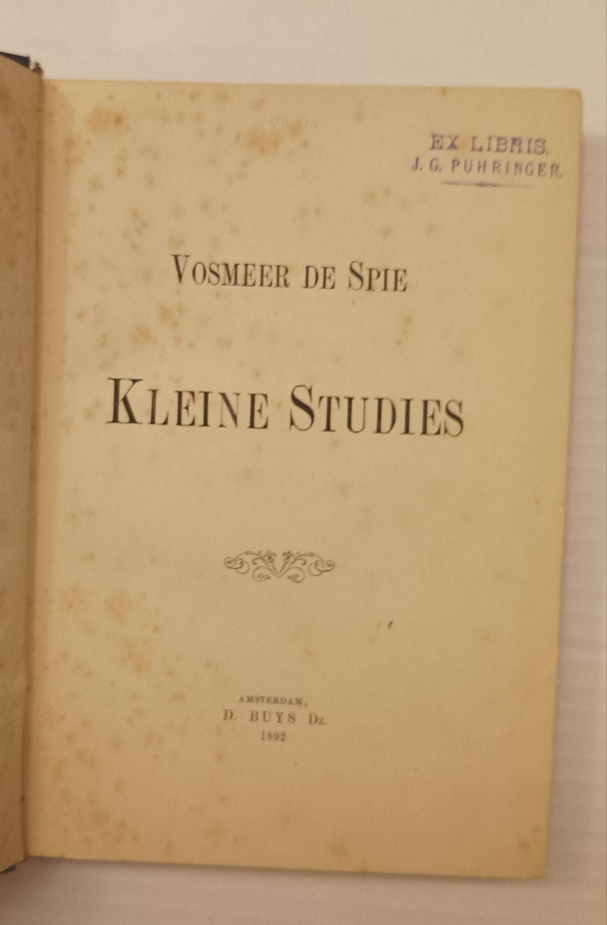 [Louis Couperus] Maurits Wagenvoort (onder pseud. Vosmeer de Spie). Kleine studies.