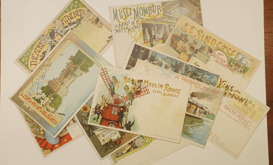Collection of 12 Paris World Exhibition 1900 postcards/passe-partouts.