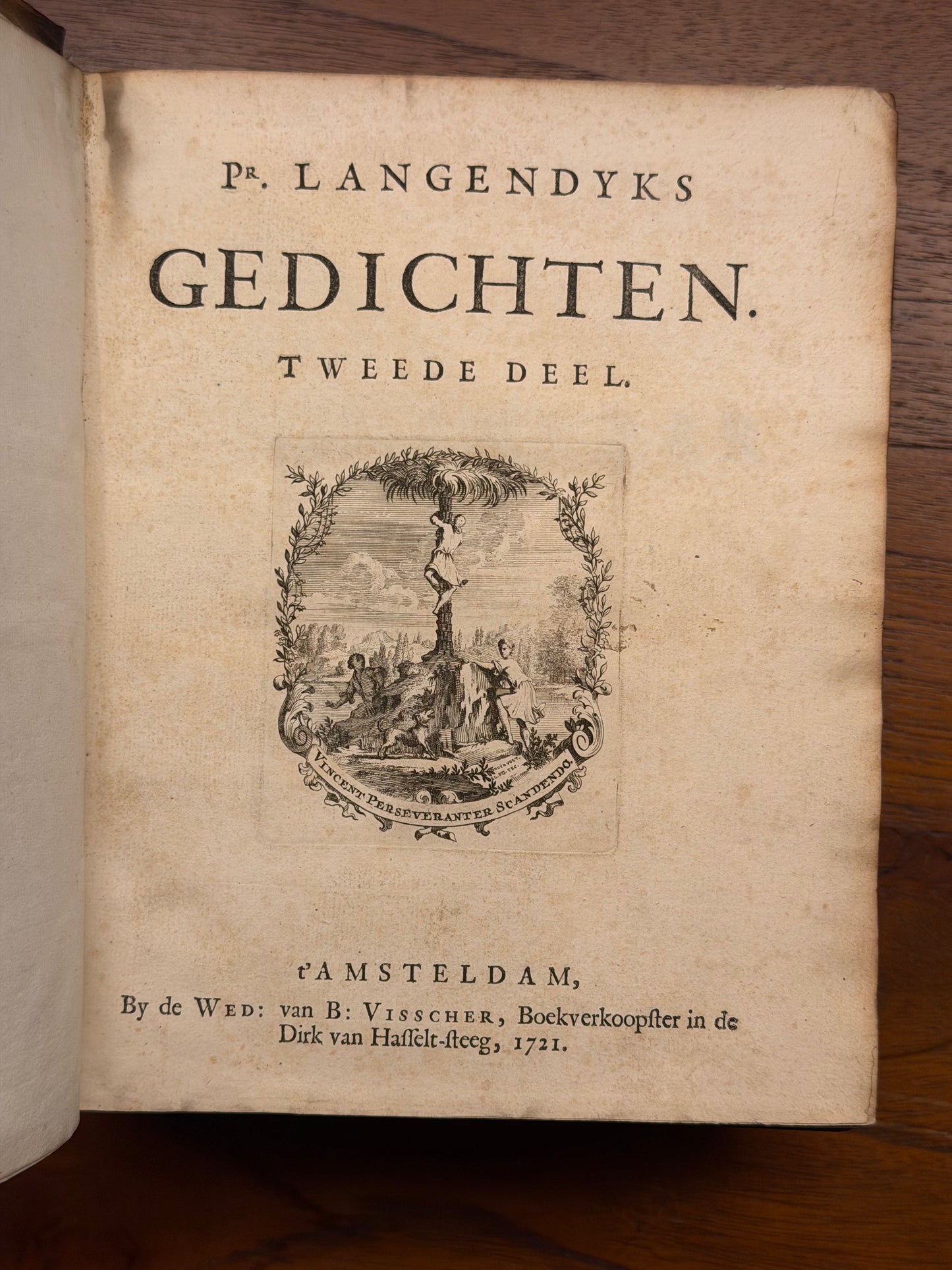 De gedichten van Pieter Langendyk. t' Amsterdam, weduve van B. Visscher, 1721.