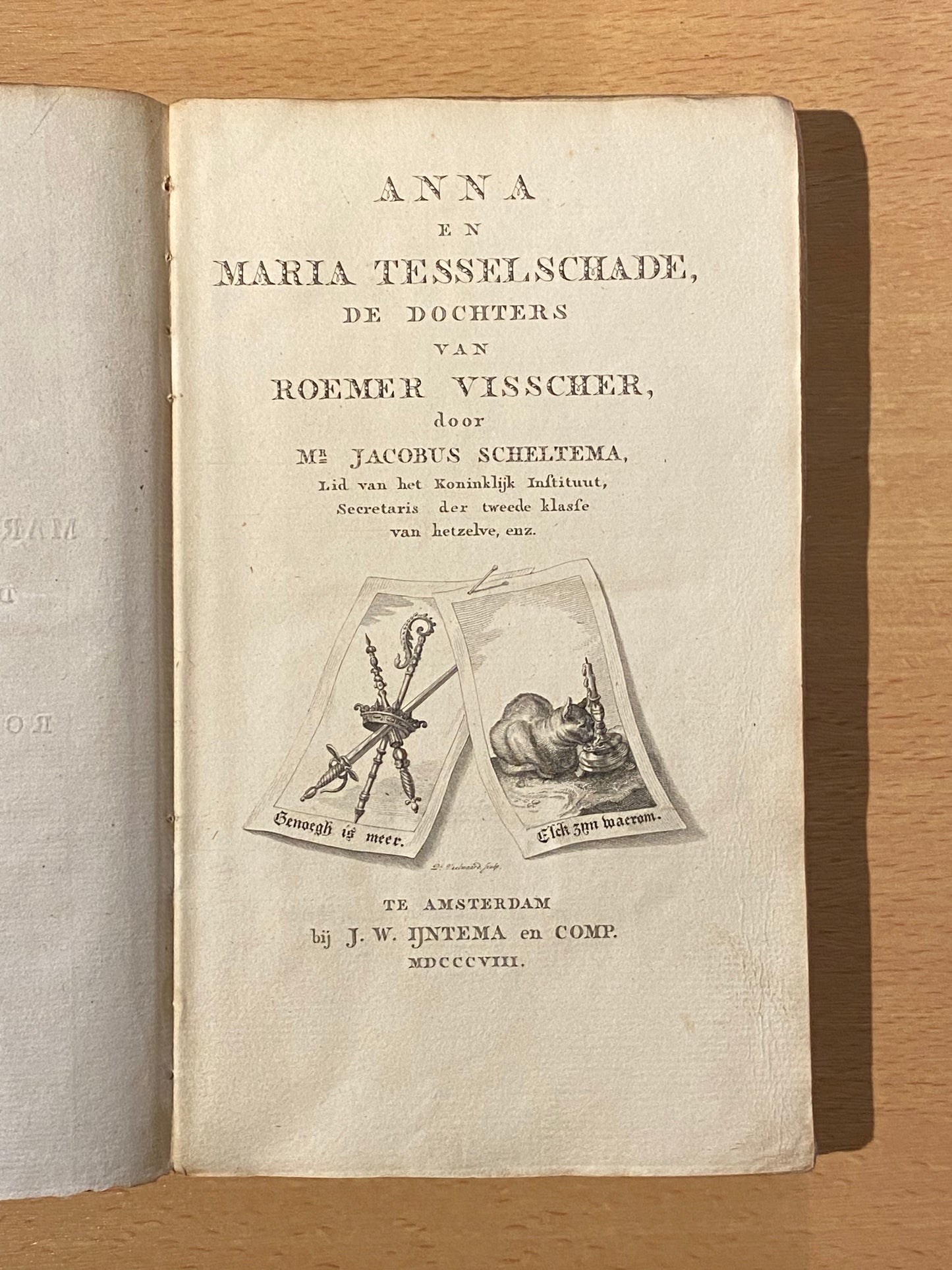 Jacobus Scheltema, Anna en Maria Tesselschade, de dochters van Roemer Visscher. Amsterdam, IJntema, 1808