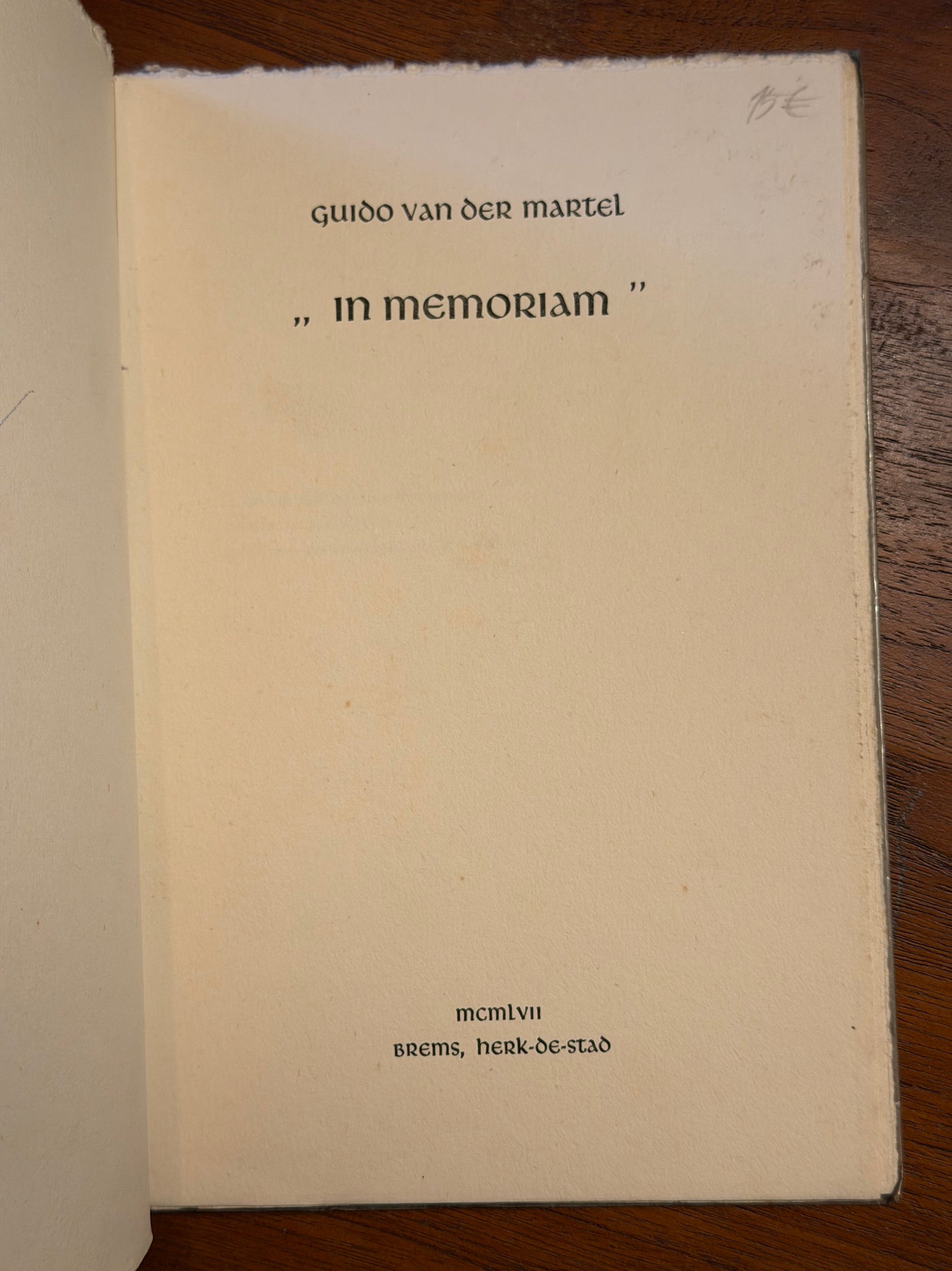 GuIdo van deR martel „ In memoriam". 1957