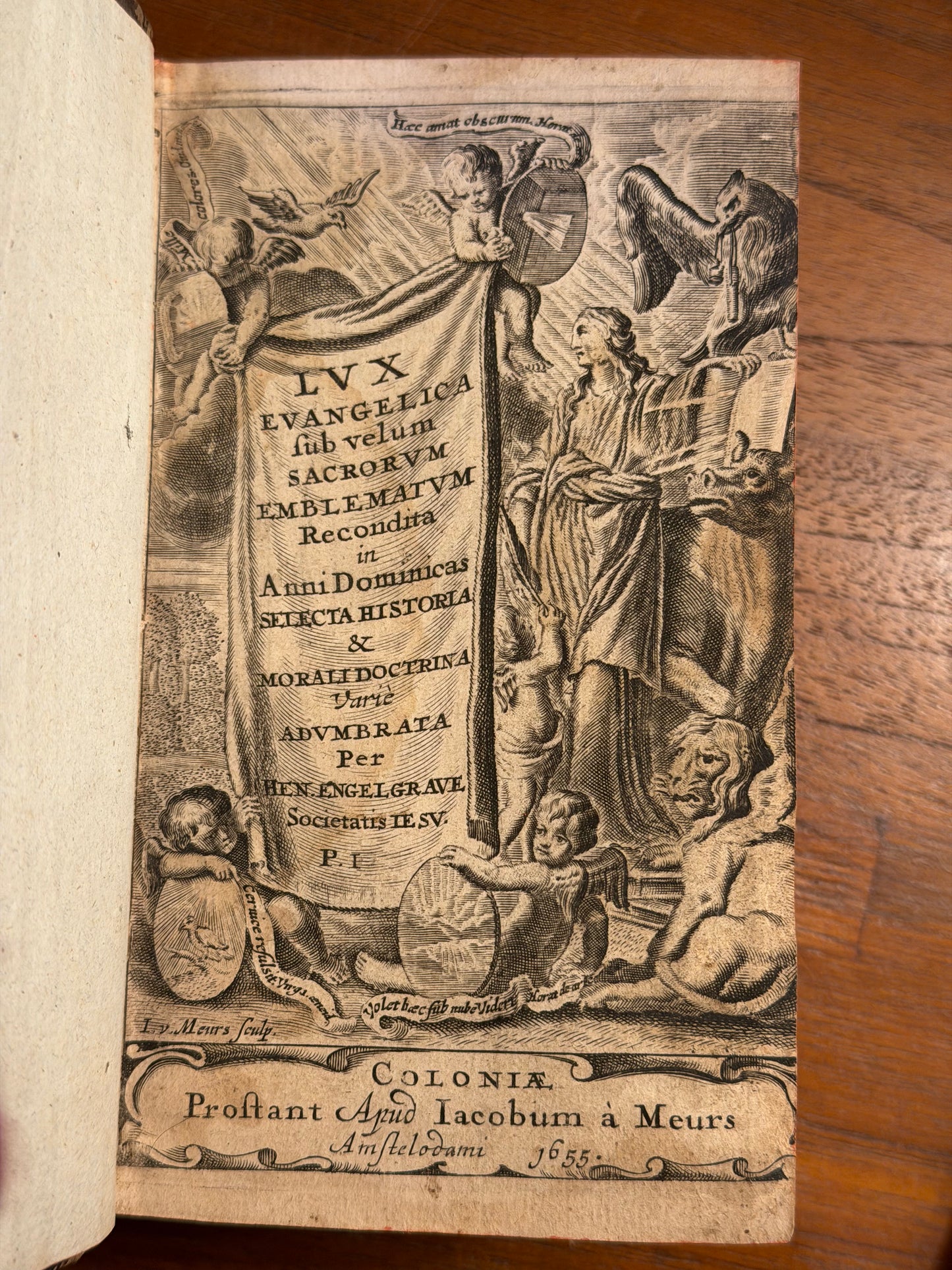 Henricus Engelgrave, Lux evangelica sub velum sacrorum emblematum recondita in anni dominicas selecta historia & morali doctrina varie adumbrata. Amstelodami, Jacobum à Meurs, 1655.