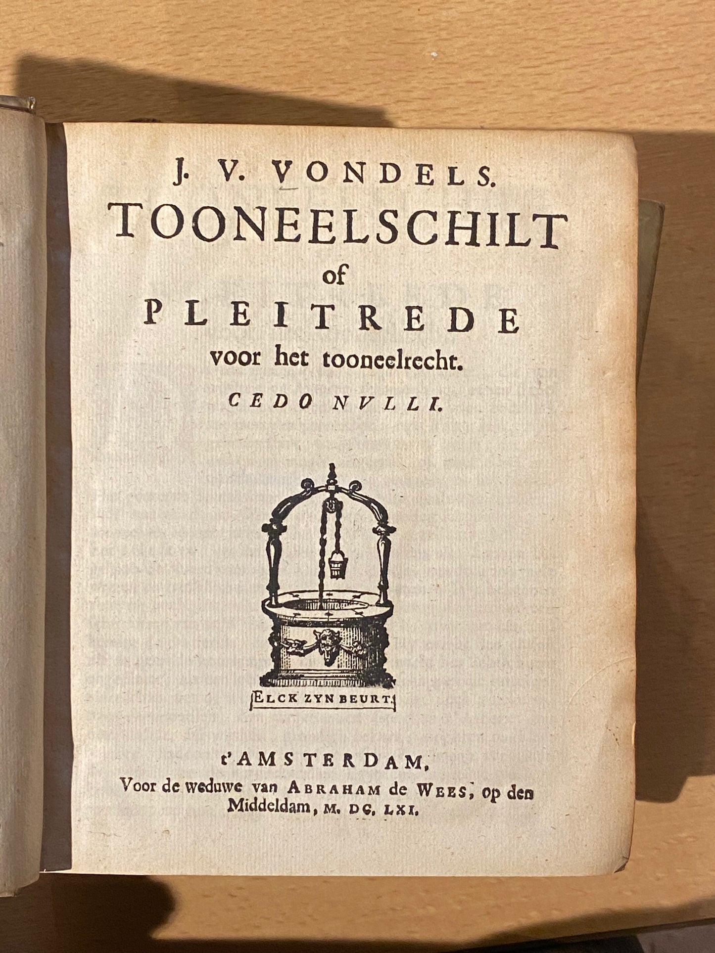 J. V. VONDELS HIERUSALEM VER WOEST. TREURSPEL. Over vele Jaren gedrukt, en nu herdrukt. 1655