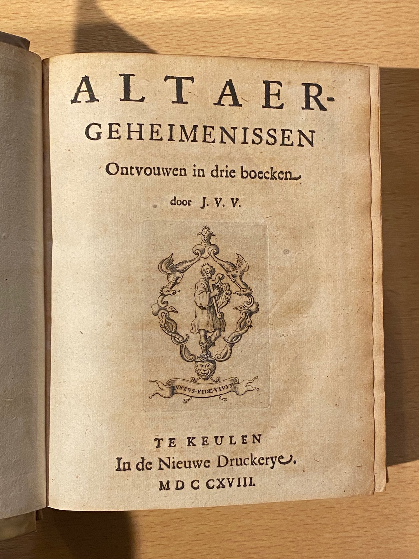 J. V. Vondel, 1. Altaergeheimenissen, 2. Bespiegelingen van Godt en Godstdienst, 3. De helden godes des ouwden verbonds, 4. Vorsteliicke Warande der dieren. Keulen, Nieuwe Druckerye, 1617-1727