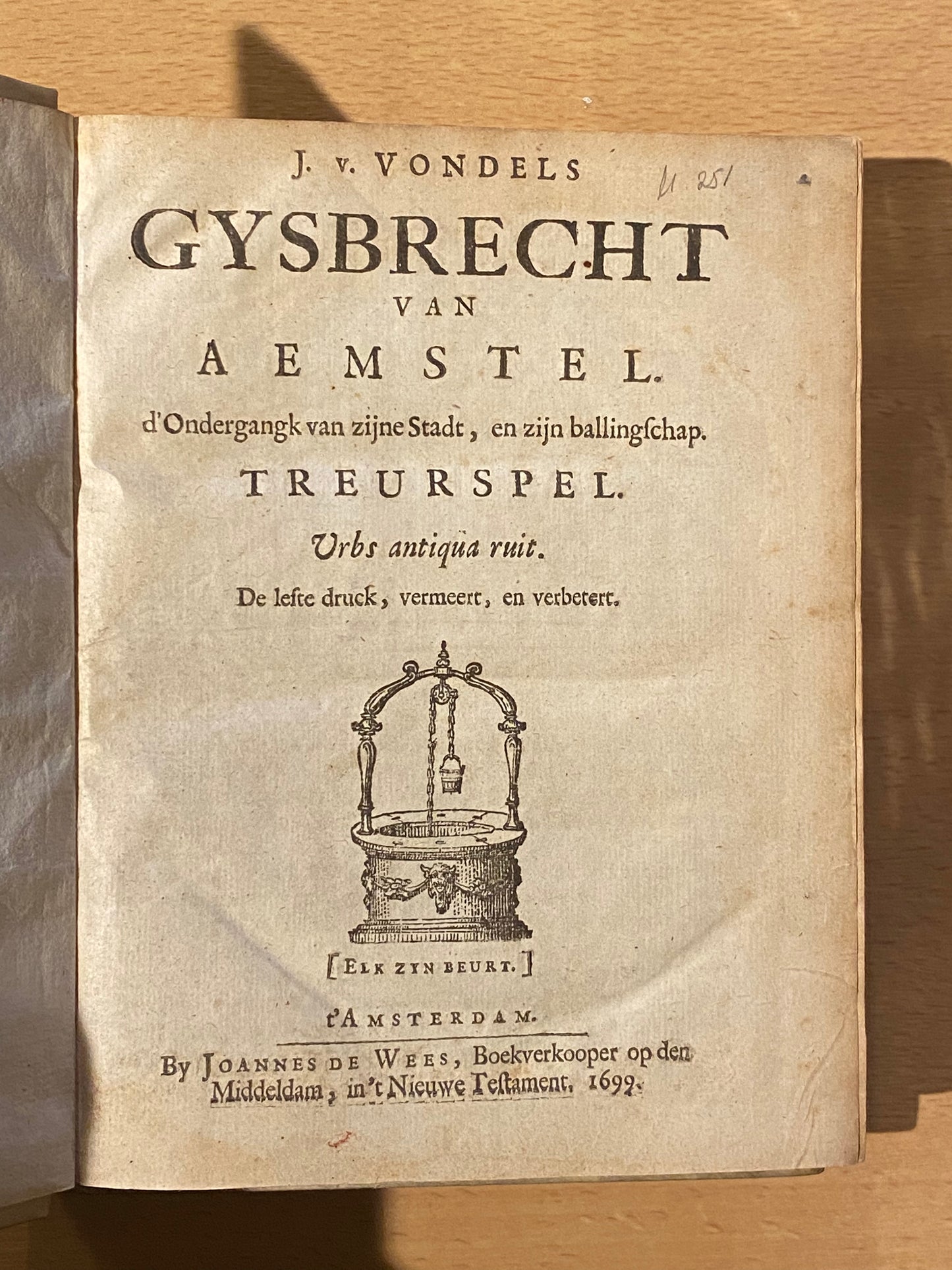 J. v. Vondel, Verzameling toneelstukken, 1646-1699