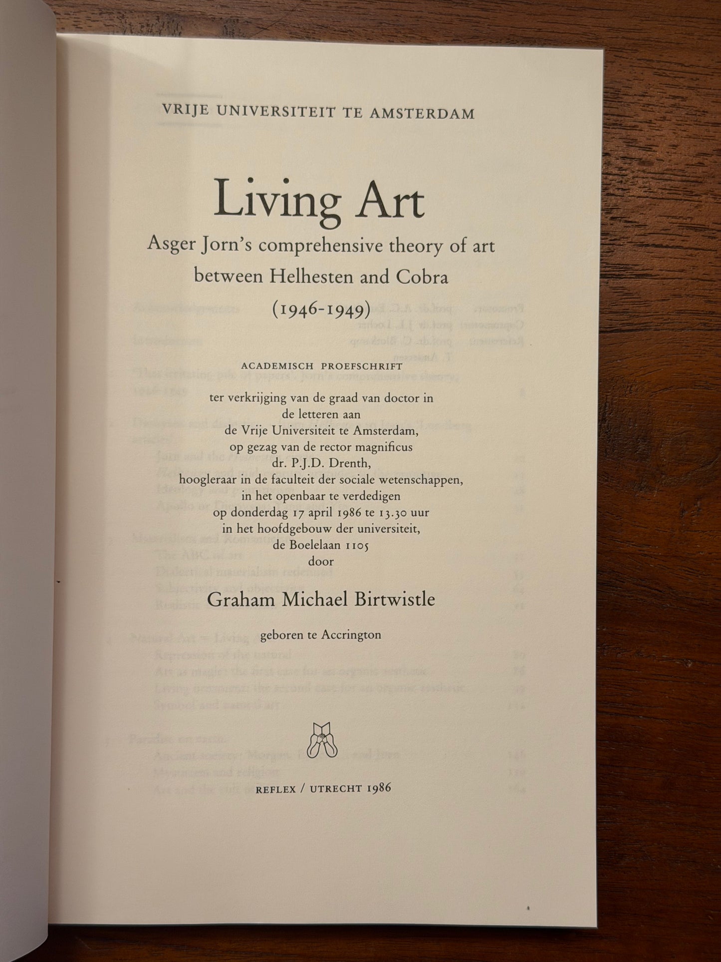VRIJE UNIVERSITEIT TE AMSTERDAM Living Art Asger Jorn's comprehensive theory of art between Helhesten and Cobra (1946-1949). 1986
