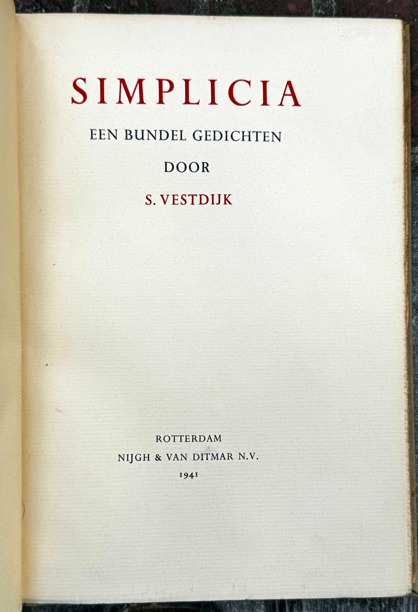 Simon Vestdijk. Simplicia. Rotterdam, Nijgh & Van Ditmar, 1941