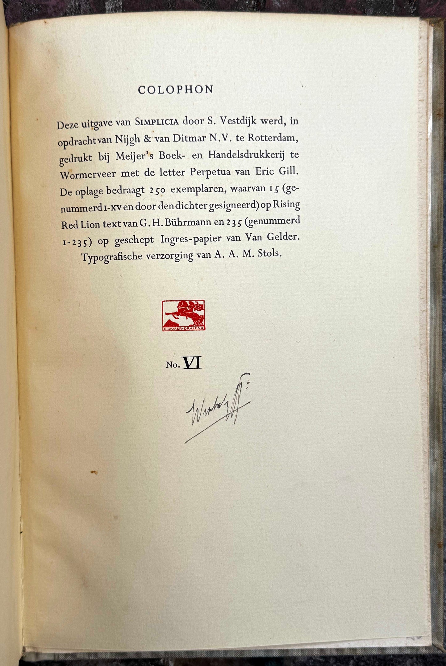 Simon Vestdijk. Simplicia. Rotterdam, Nijgh & Van Ditmar, 1941