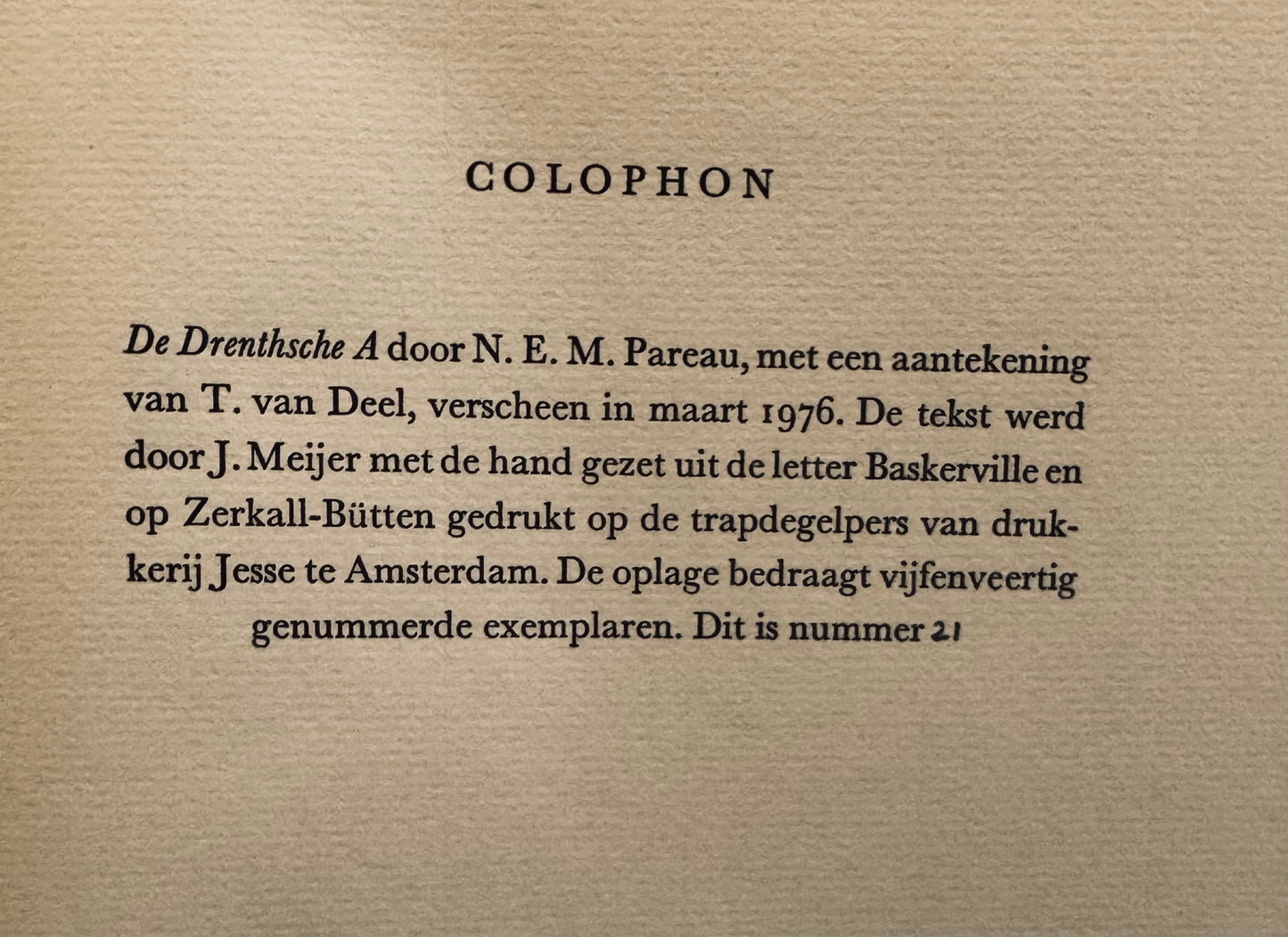 N.E.M. Pareau. De Drentsche A. Amsterdam 1976