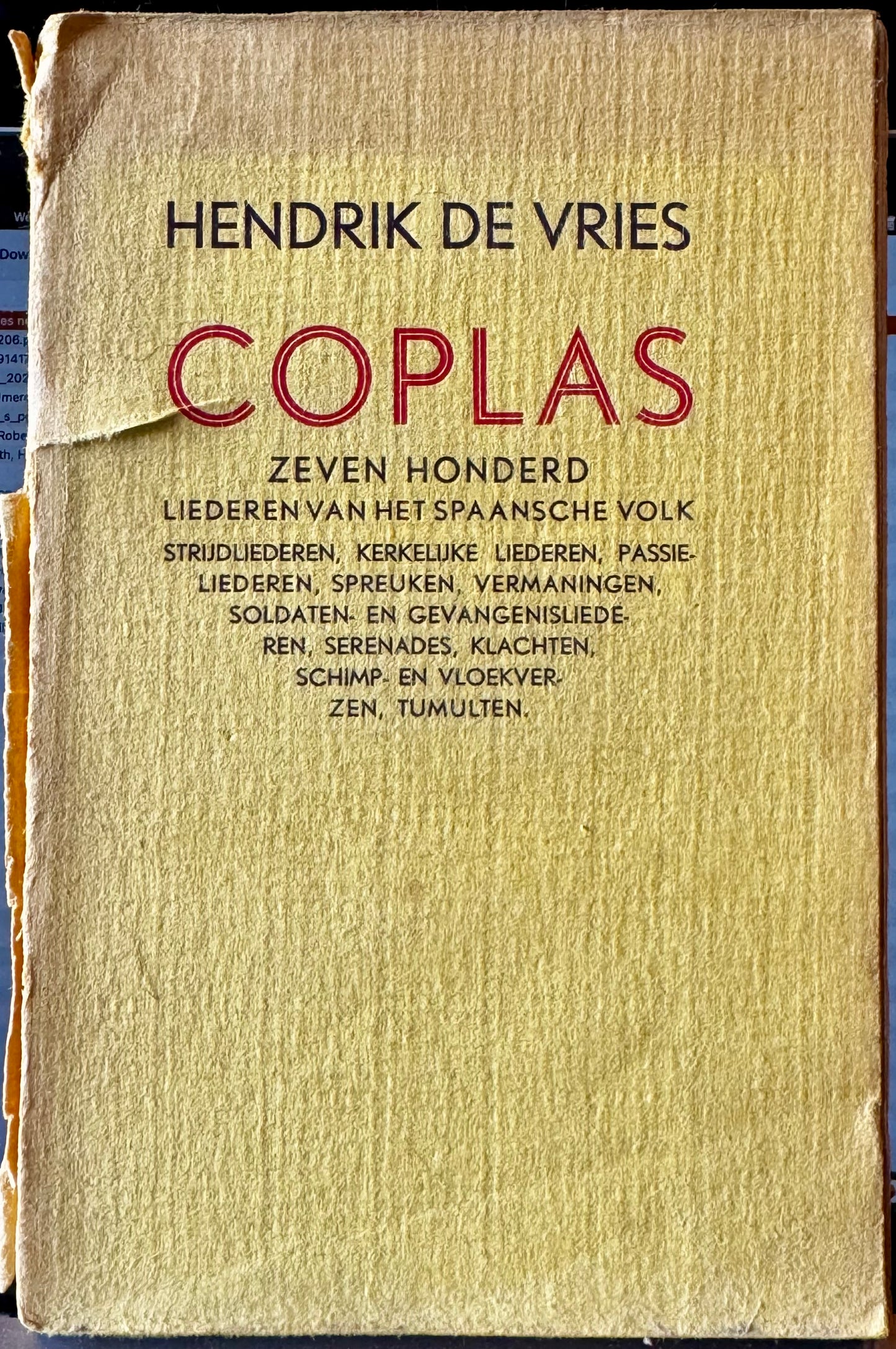 Hendrik de Vries, Coplas. Zevenhonderd liederen van het Spaansche volk.