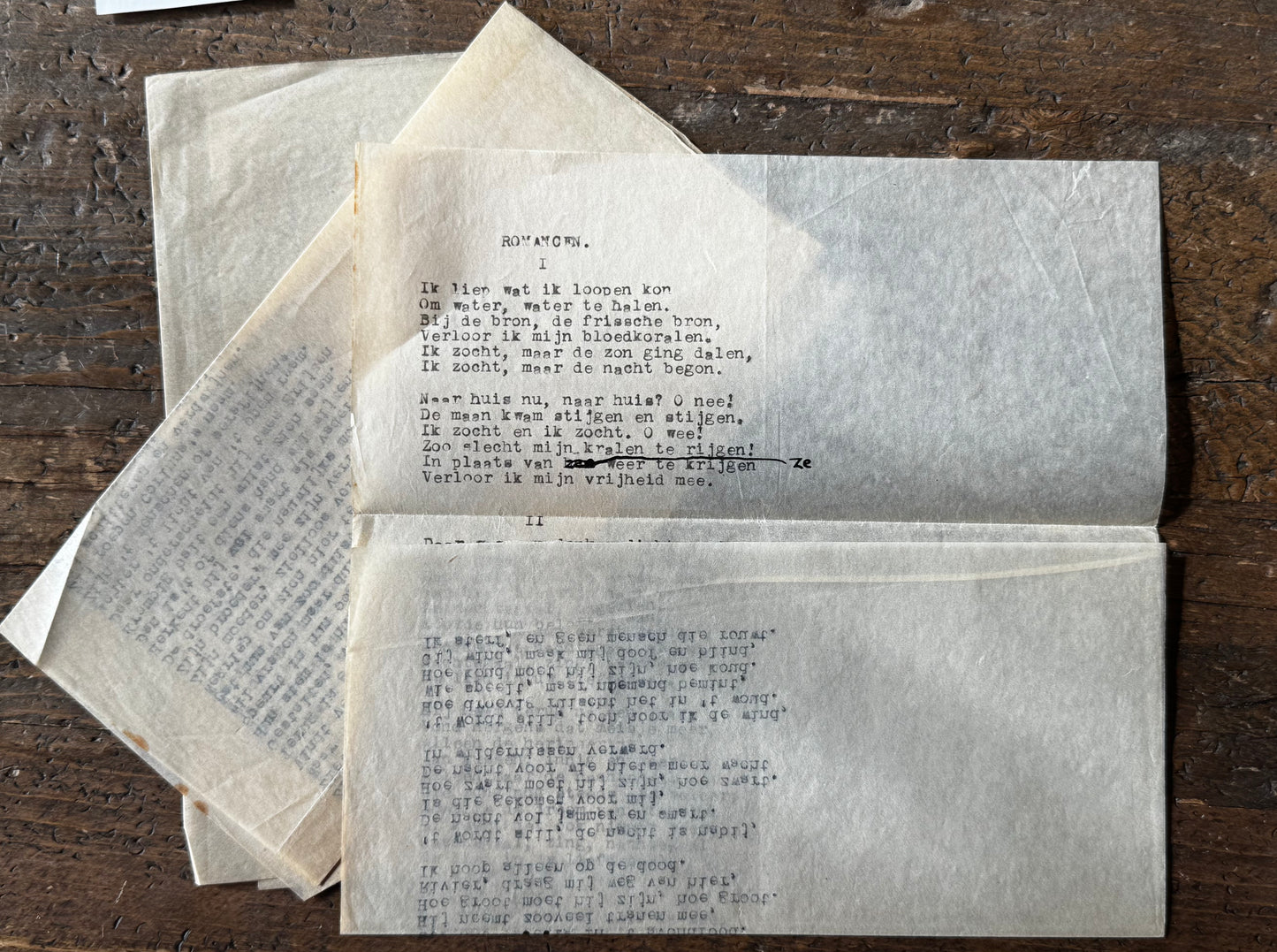 Hendrik de Vries, Drie typoscripten.