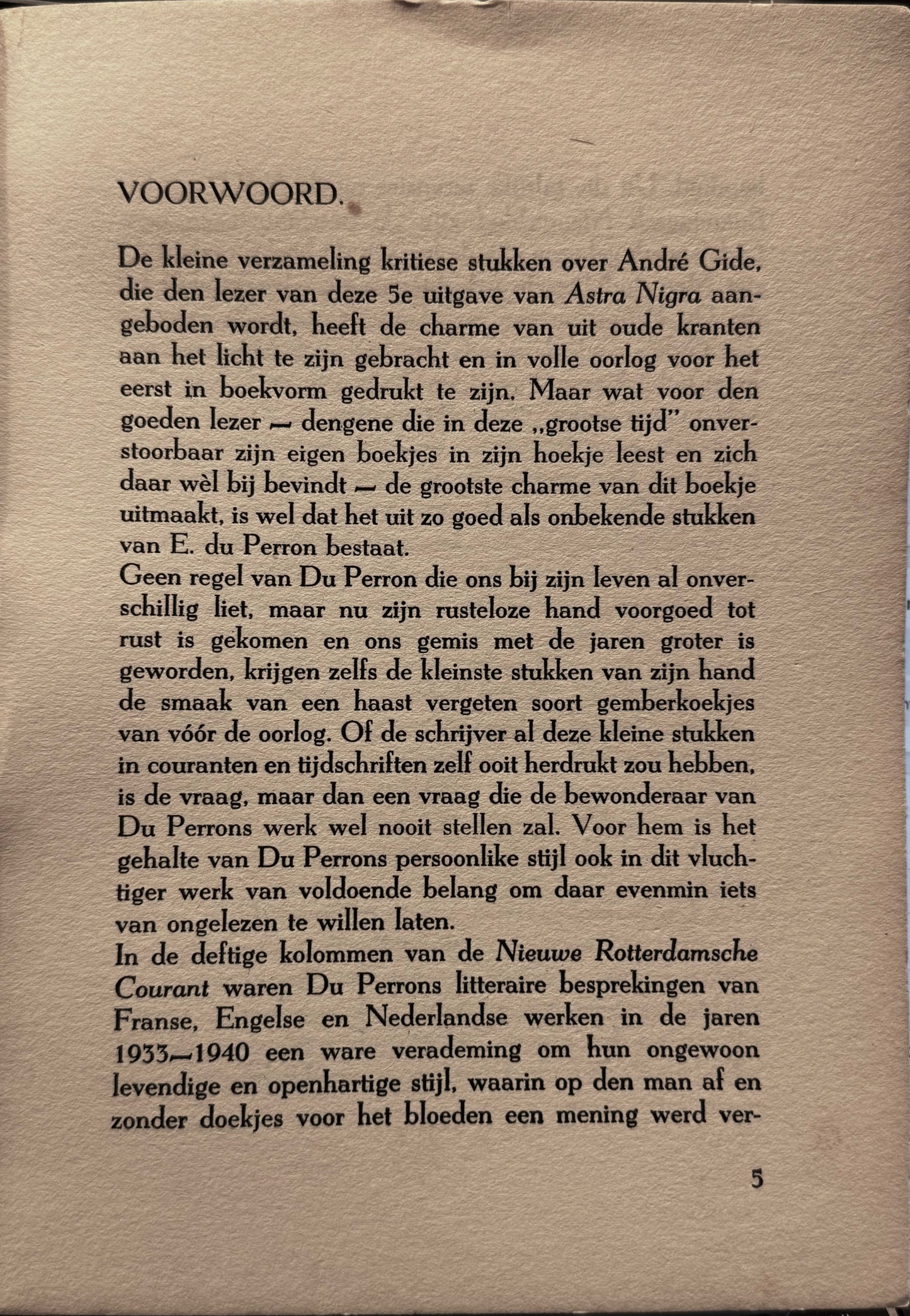 E. du Perron, Over André Gide. Astra Nigra V [1944]