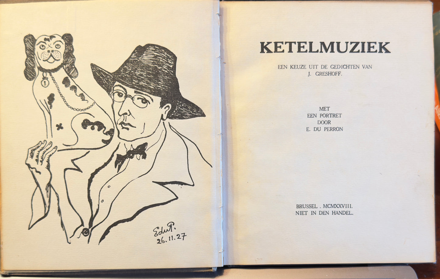 J. Greshoff, Ketelmuziek ... met een portret door E. du Perron. Brussel, niet in den handel, 1928