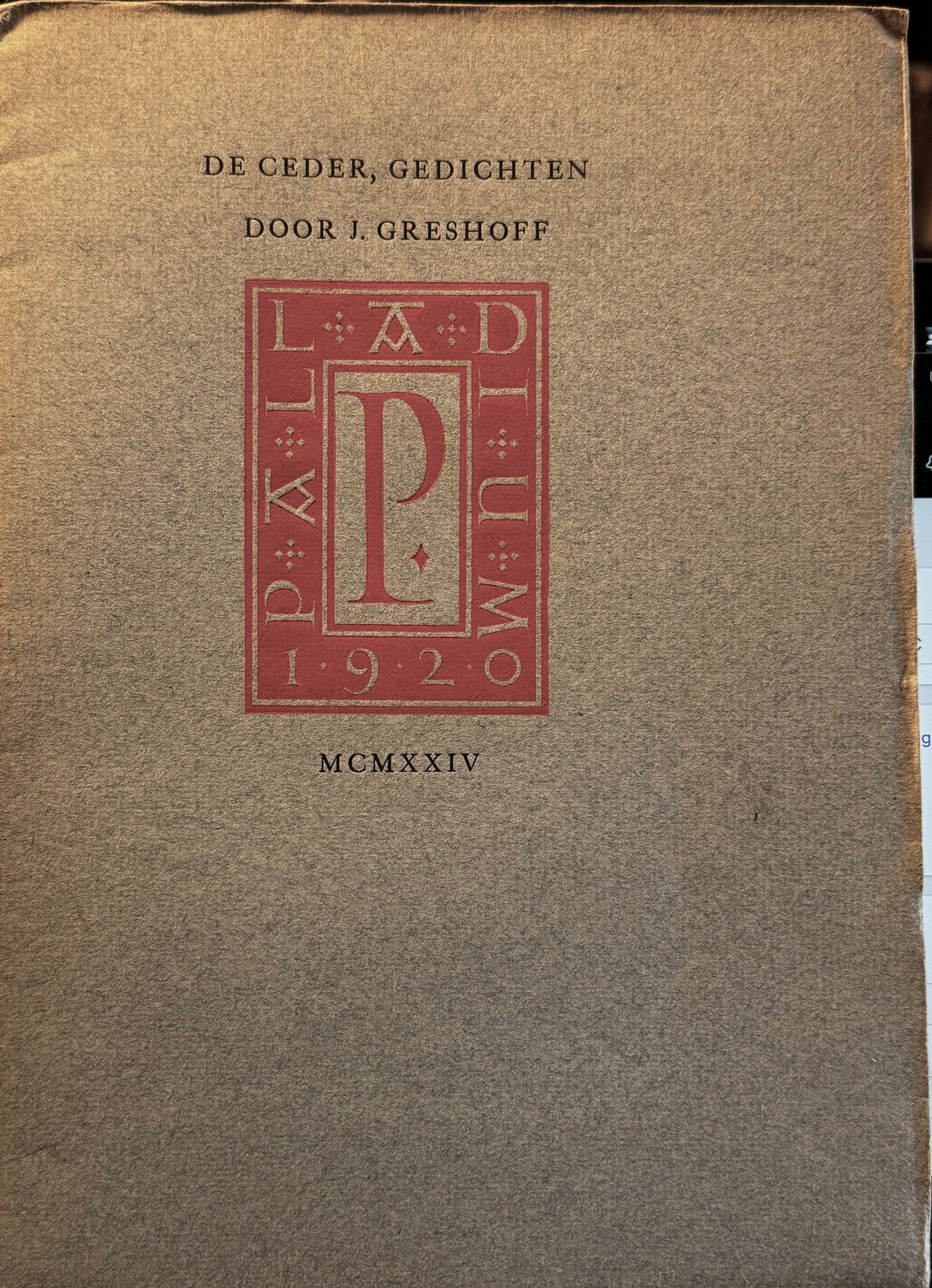 J. Greshoff, De Ceder, gedichten. Palladium, 1924
