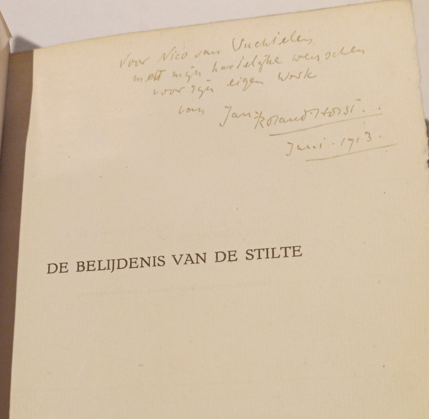 [Opdracht] Roland Holst, A. De belijdenis van de stilte.