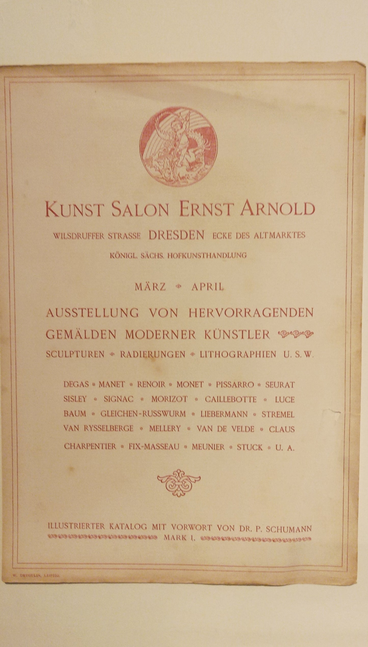 Kunstsalon Ernst Arnold, Dresden Original small lithographed poster. 1898.