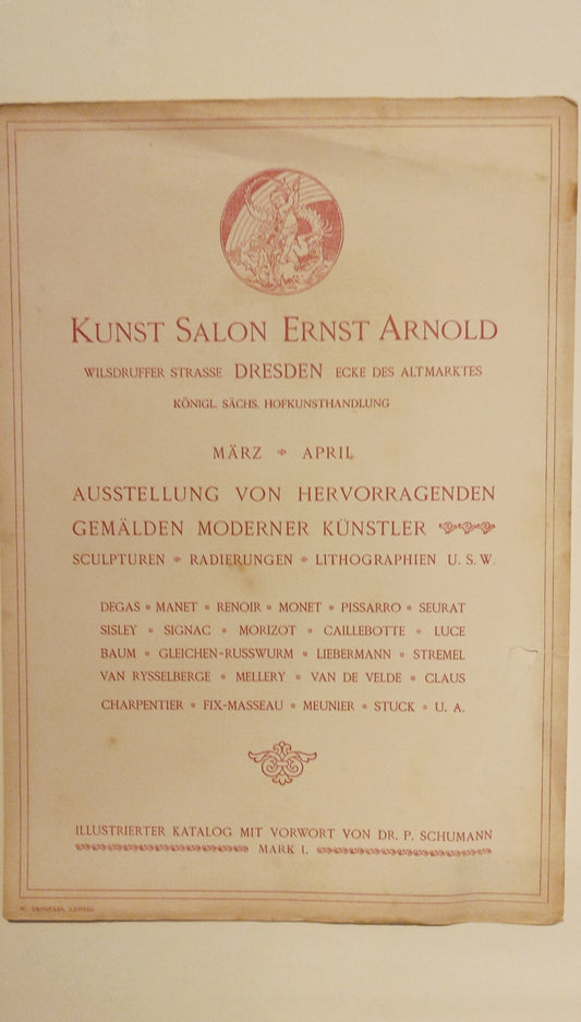 Kunstsalon Ernst Arnold, Dresden Original small lithographed poster. 1898.