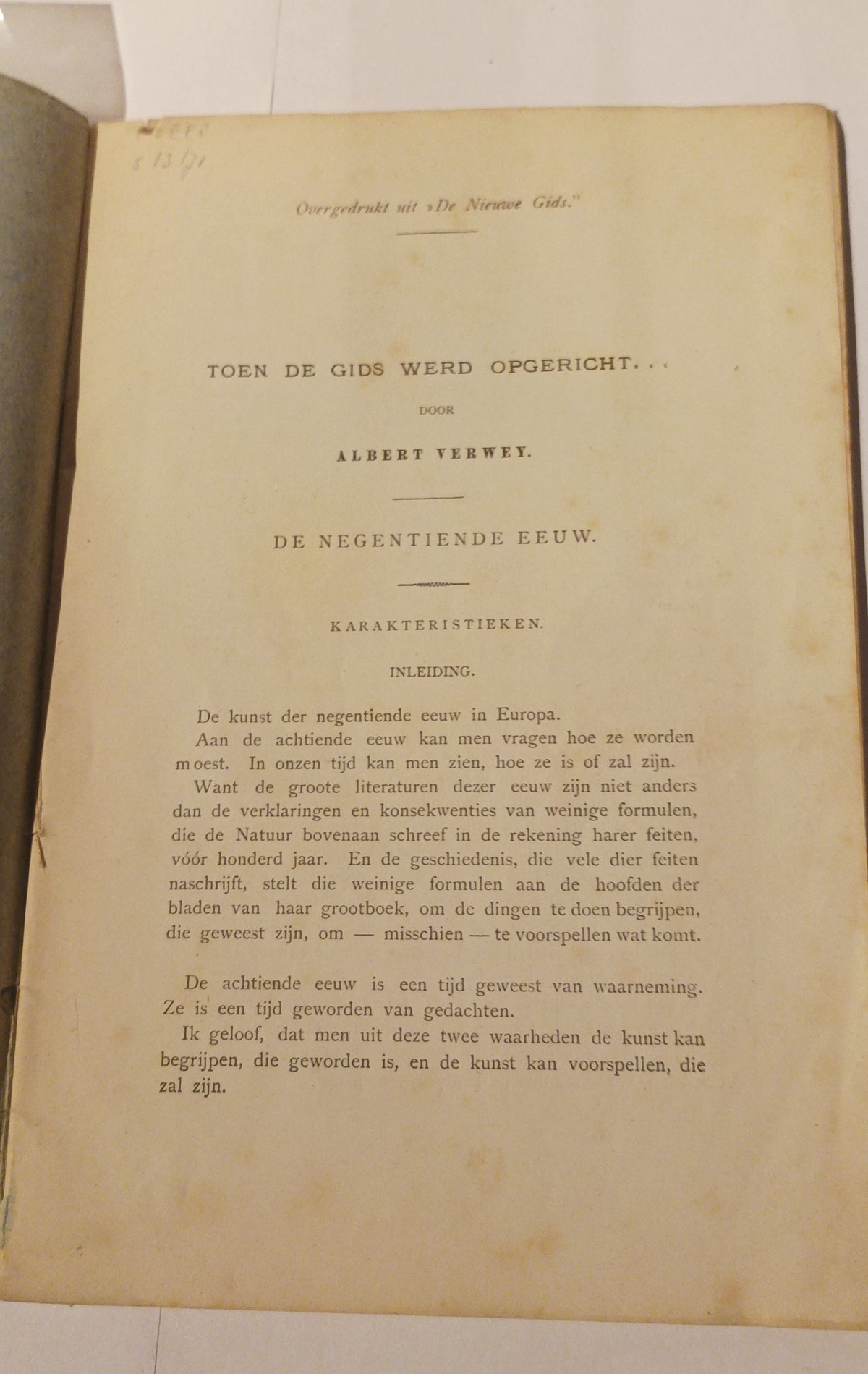[Gesigneerd]  Albert Verwey. ‘Toen De Gids werd opgericht...’