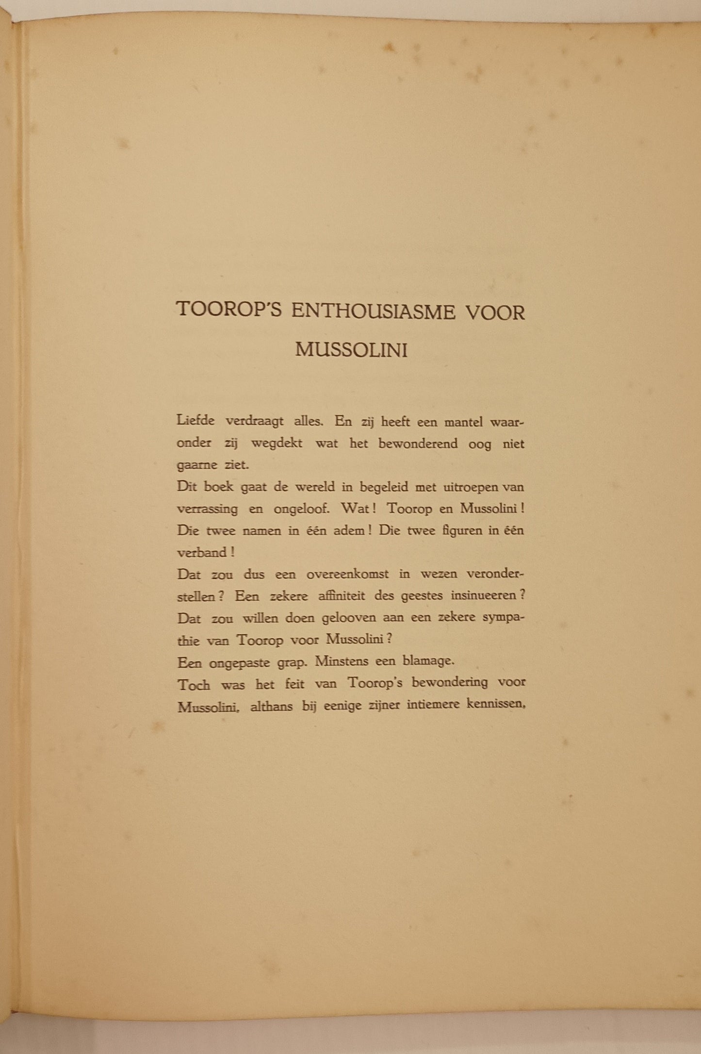 [Jan Toorop] Wouter Lutkie. Van Toorop naar Mussolini. [Met reproducties naar teekeningen en foto’s van Jan Toorop en één teekening van Joan Collette.]