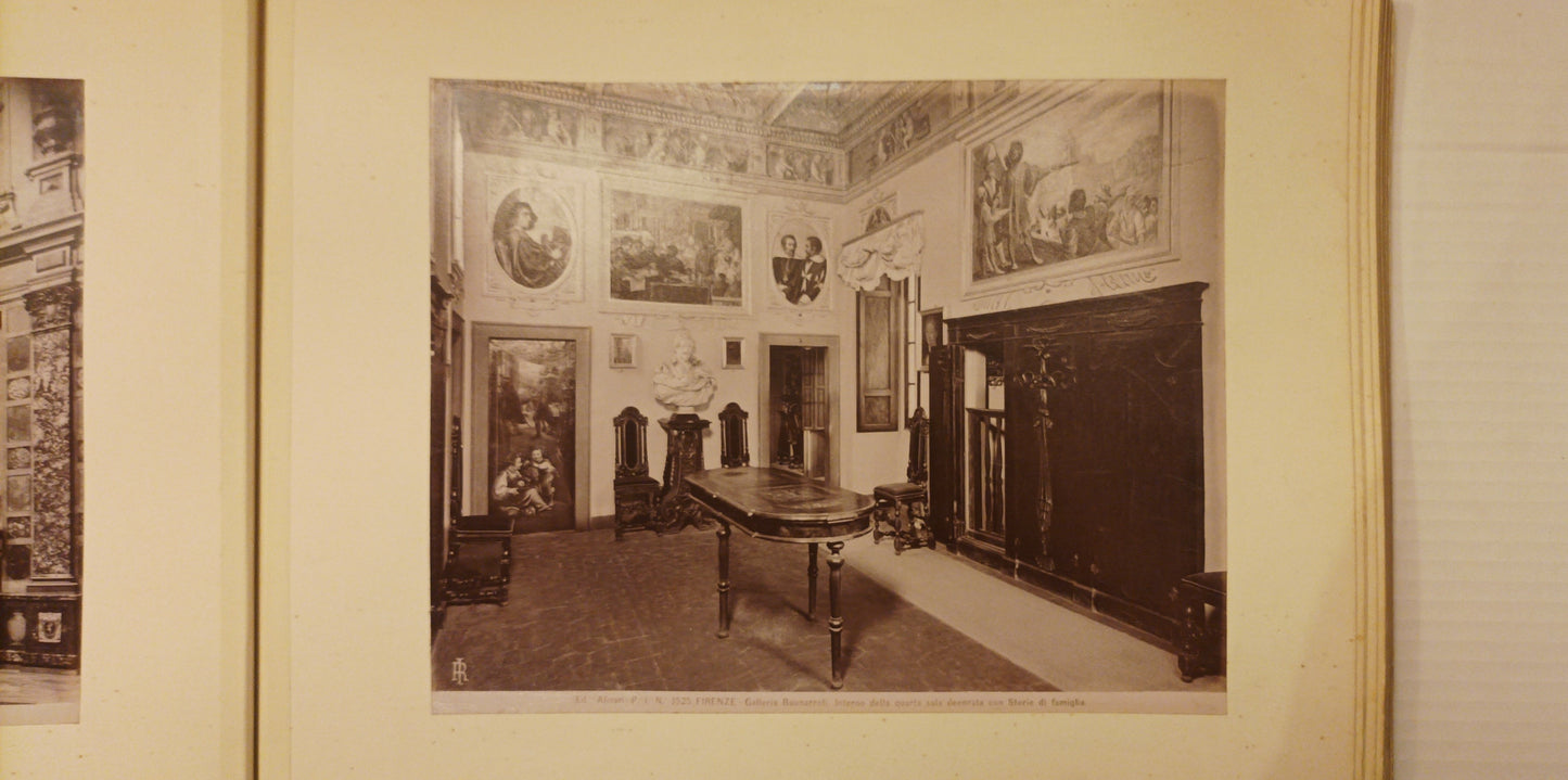 [Renaissance. Photography]. Album with ca. 60 mounted  photographic reproductions of mainly Renaissance artists from Rome and Firenze museums