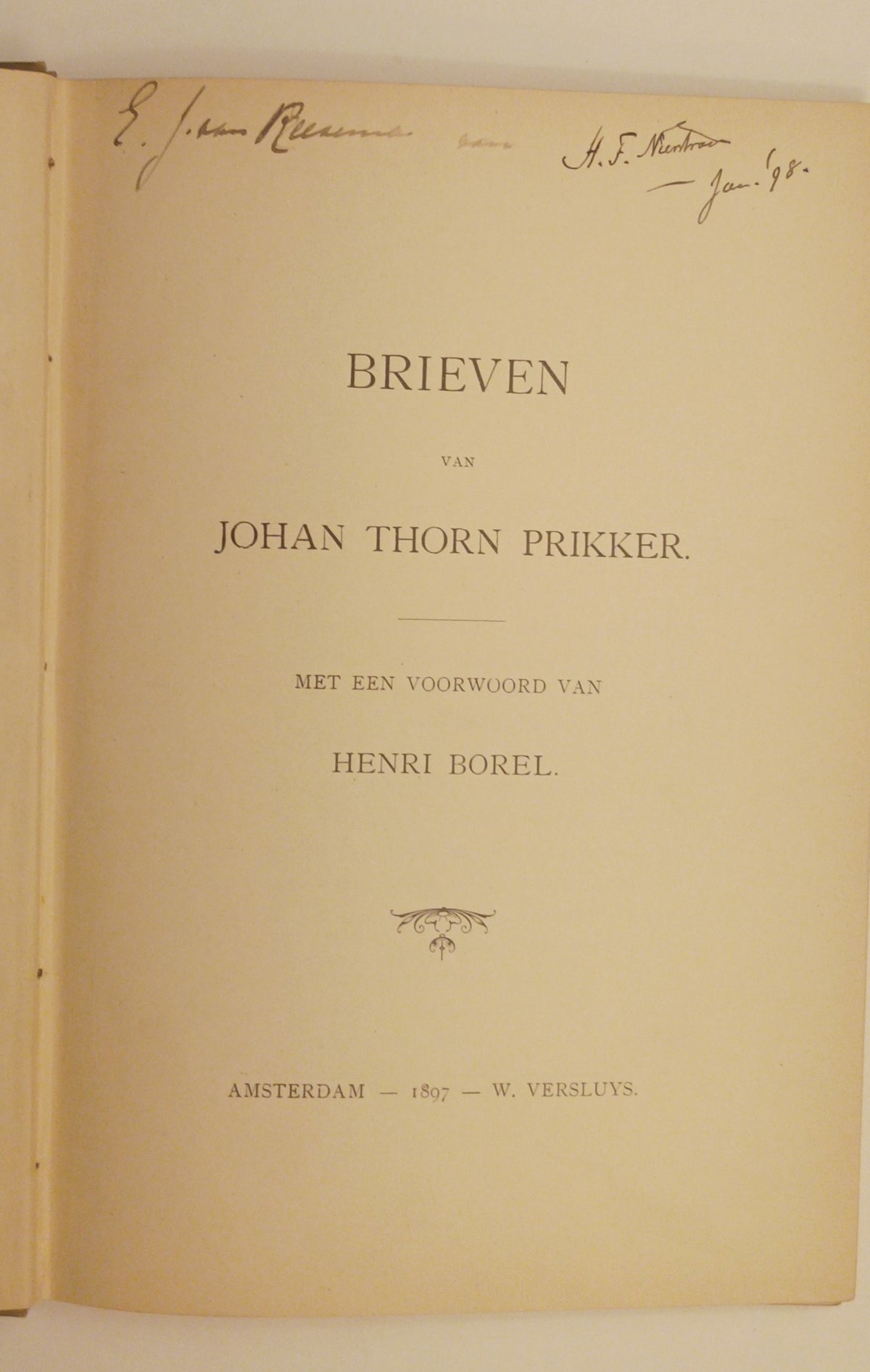 Johan Thorn Prikker. Brieven [aan Henri Borel].