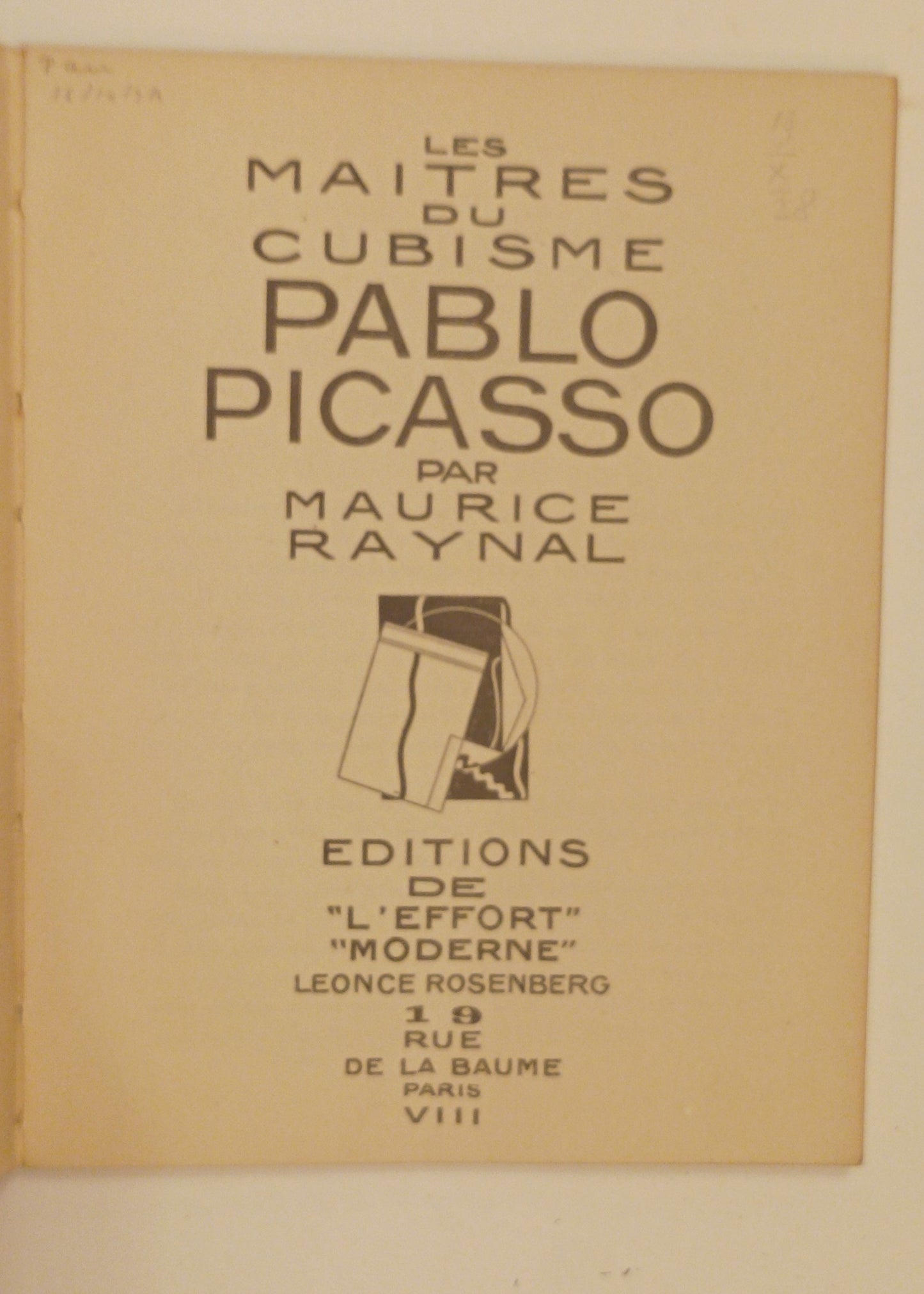 Maurice Raynal. Les Maitres du Cubisme: Pablo Picasso.