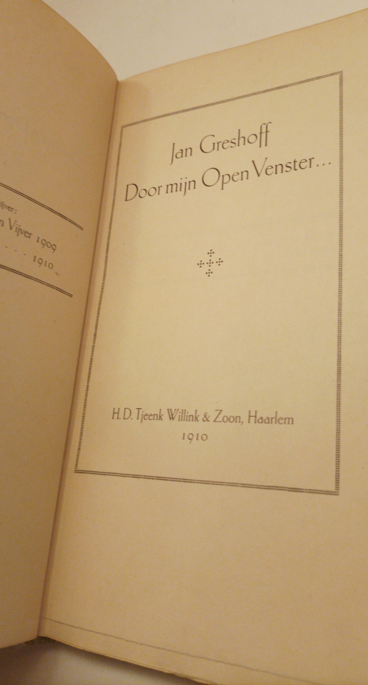 [Gesigneerd. Luxe] Jan Greshoff. Door mijn open venster.
