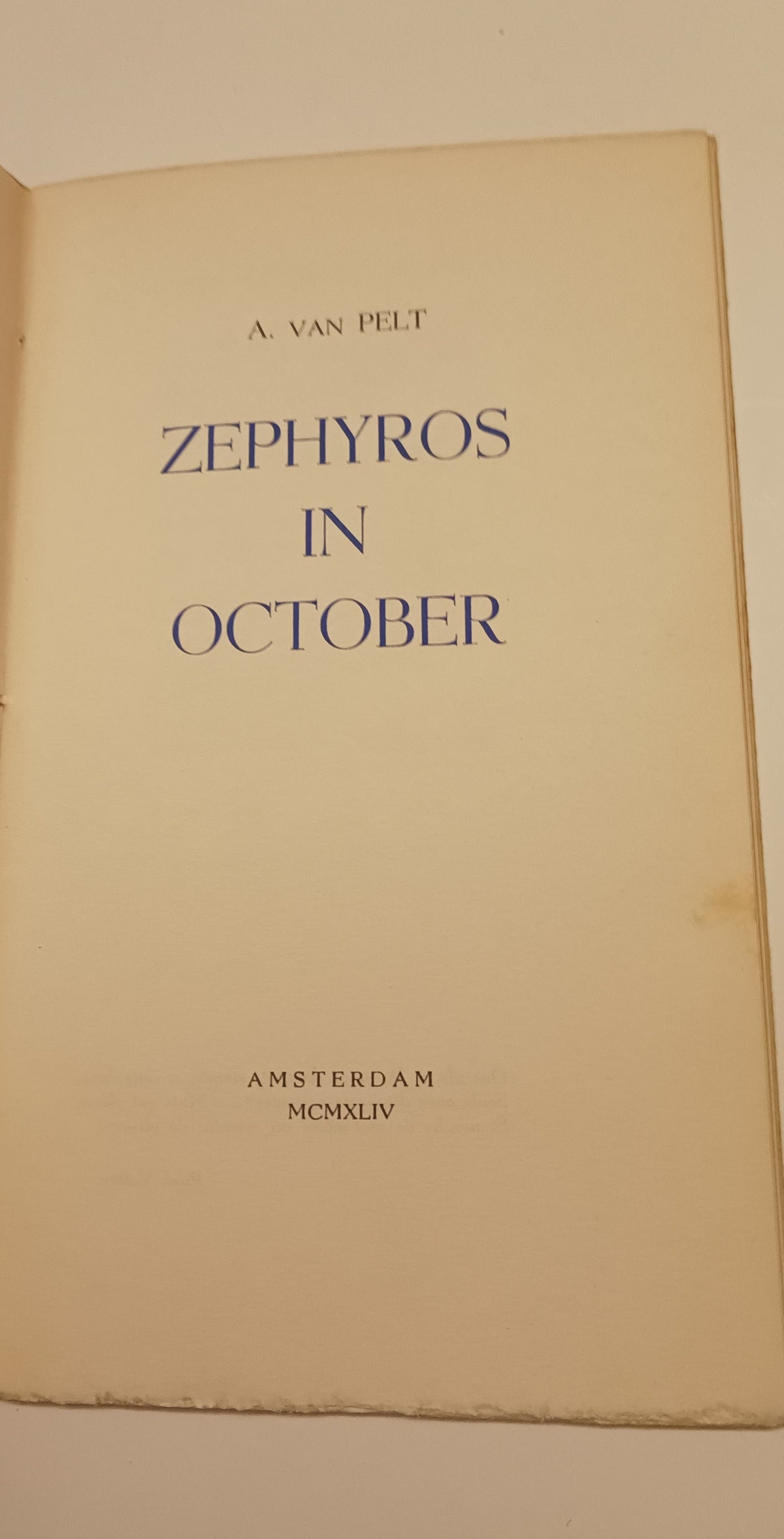 [W.F. Hermans] A. van Pelt. Zephyros in October.