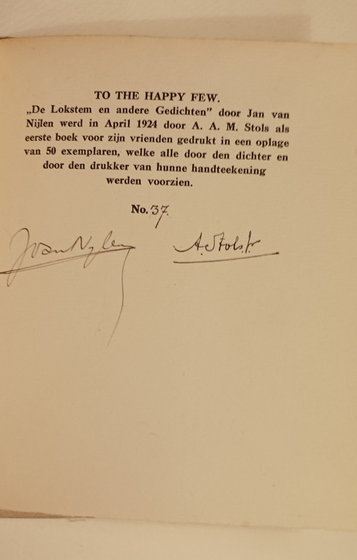 [Gesigneerd] Jan van Nijlen. De lokstem