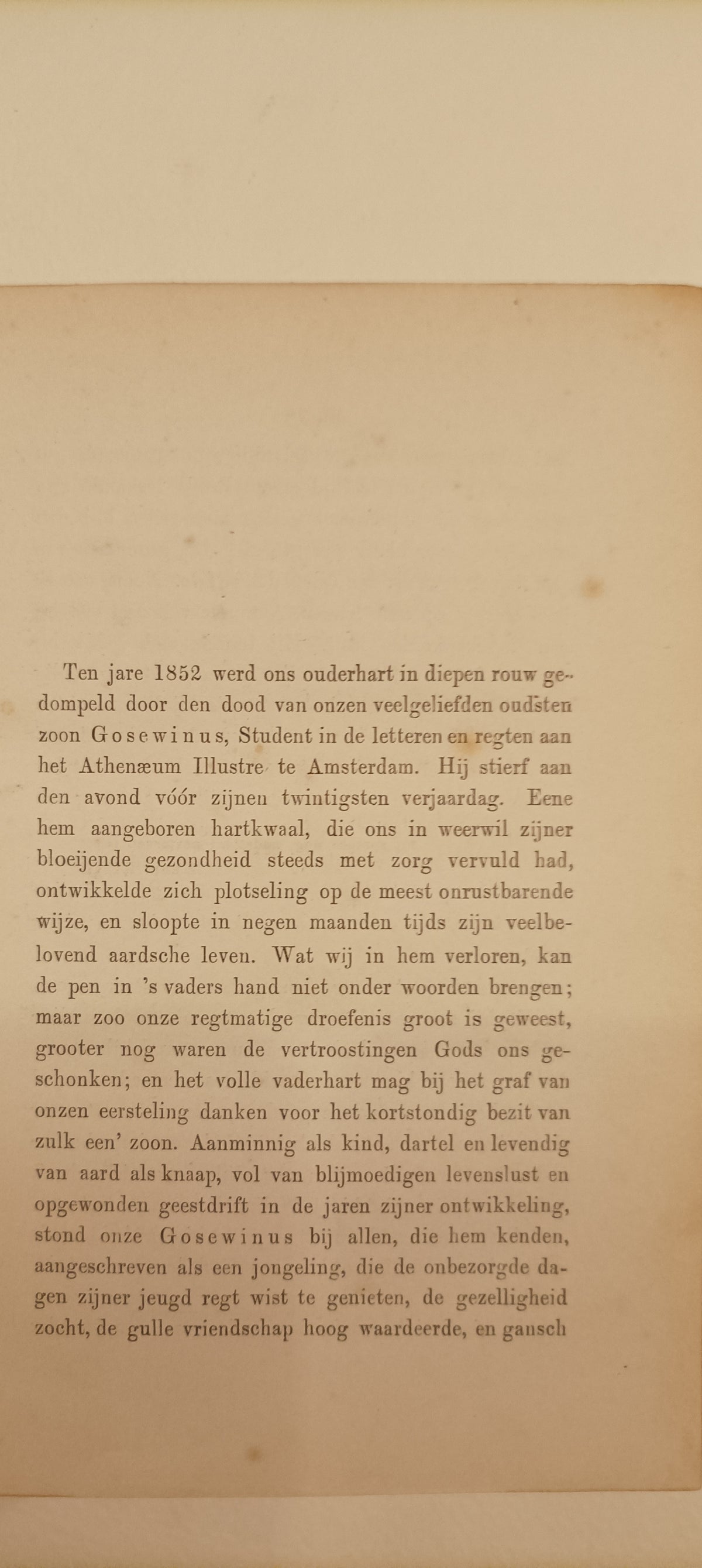[Vincent van Gogh] J.E. de Voogt. Bladen uit het dagboek van Gosewinus: geboren 24 Oct. 1832, gestorven 23 Oct. 1852