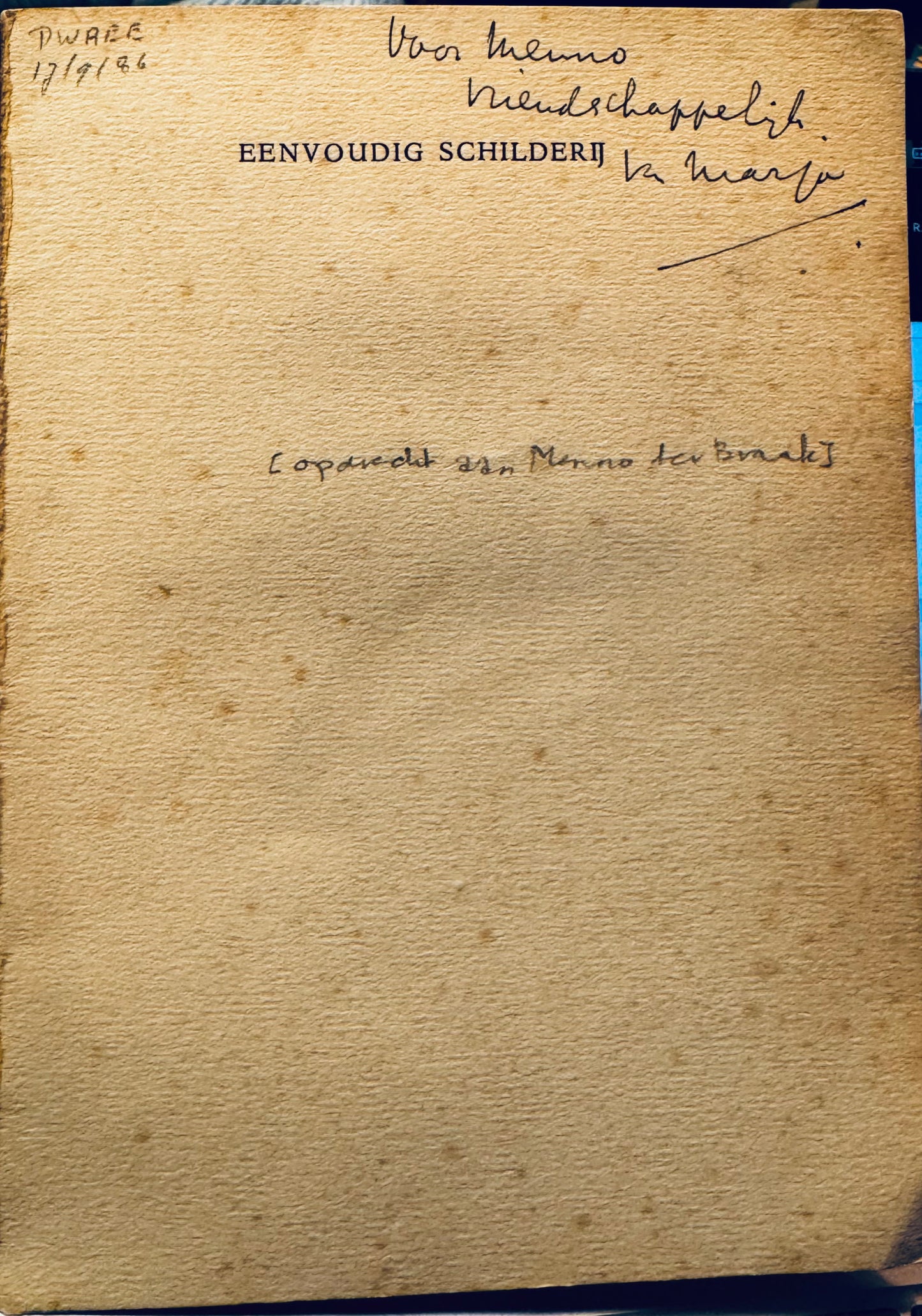 A. Marja, Eenvoudig schilderij. Gedichten. Amsterdam, Uitgeversmaatschappij Holland, 1939