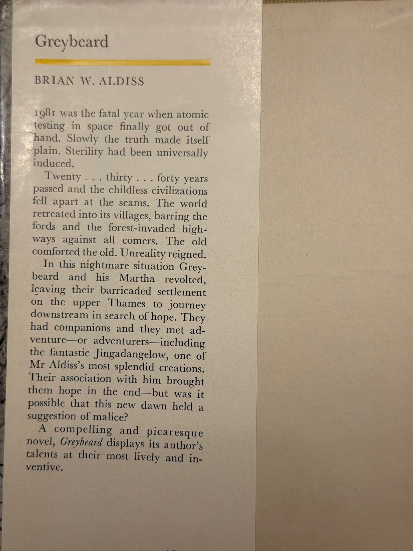 GREYBEARD by Brian W. Aldiss. 1964