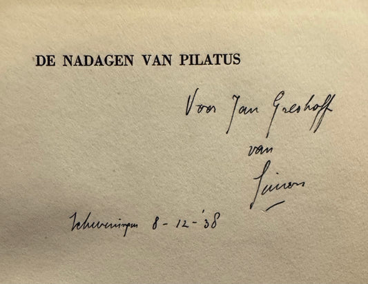 Simon Vestdijk, De nadagen van Pilatus. Rotterdam, Nijgh en Van Ditmar, 1938
